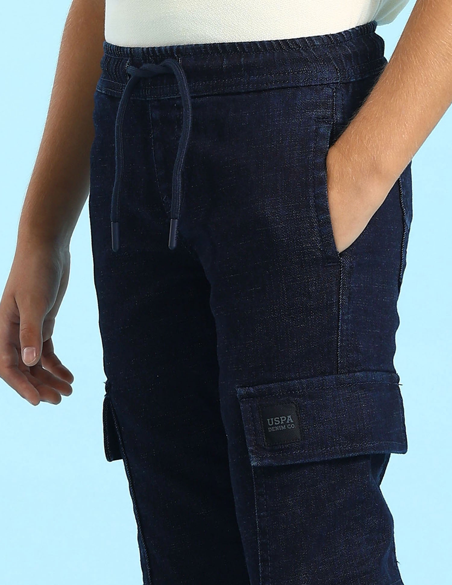 Boys Regular Fit Cargo Jeans Dark Wash - U.S. POLO ASSN. | Large