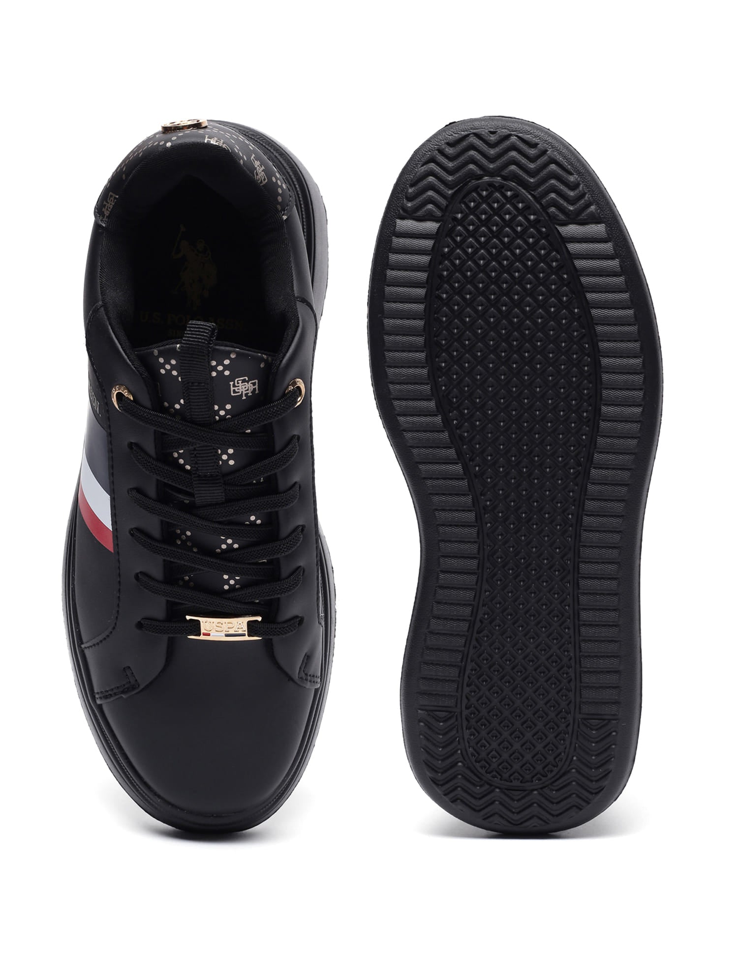 Women Brand Stripe Clara 2.0 Sneakers Black - U.S. Polo Assn. India | Large