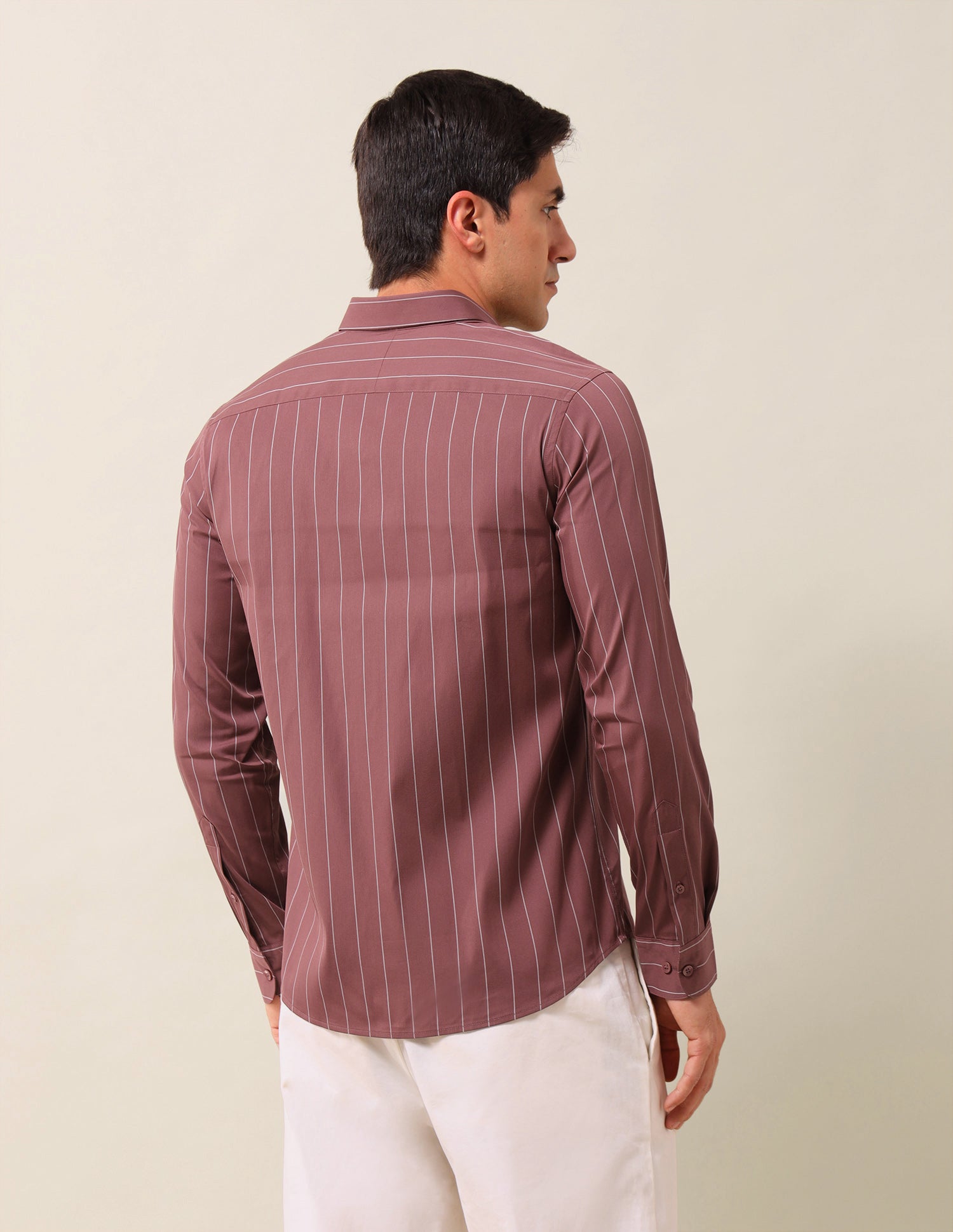 Vertical Striped Tailored Fit Shirt Dark Pink - U.S. Polo Assn. India | Large
