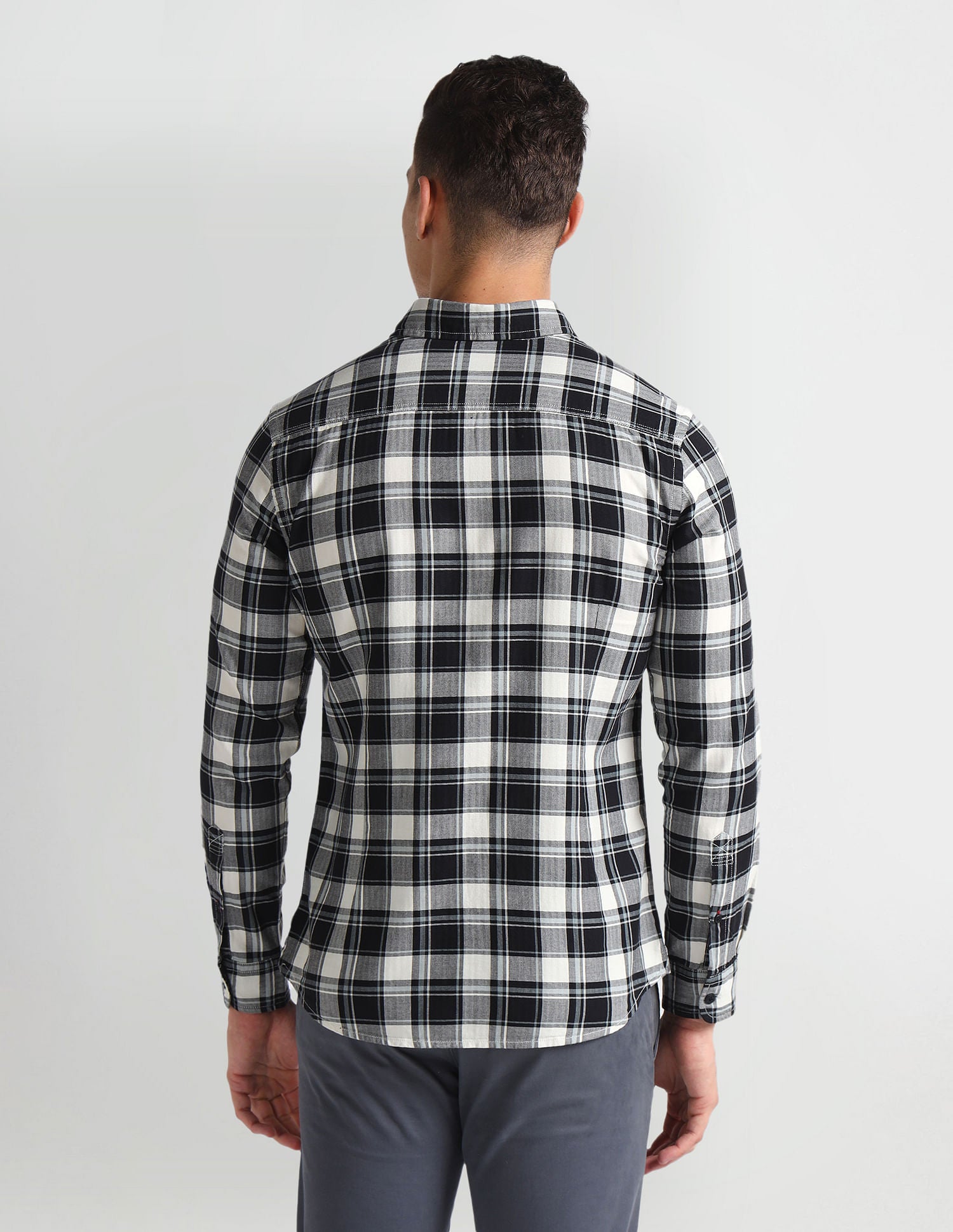 Tartan Check Herringbone Shirt Black - U.S. Polo Assn. India | Large