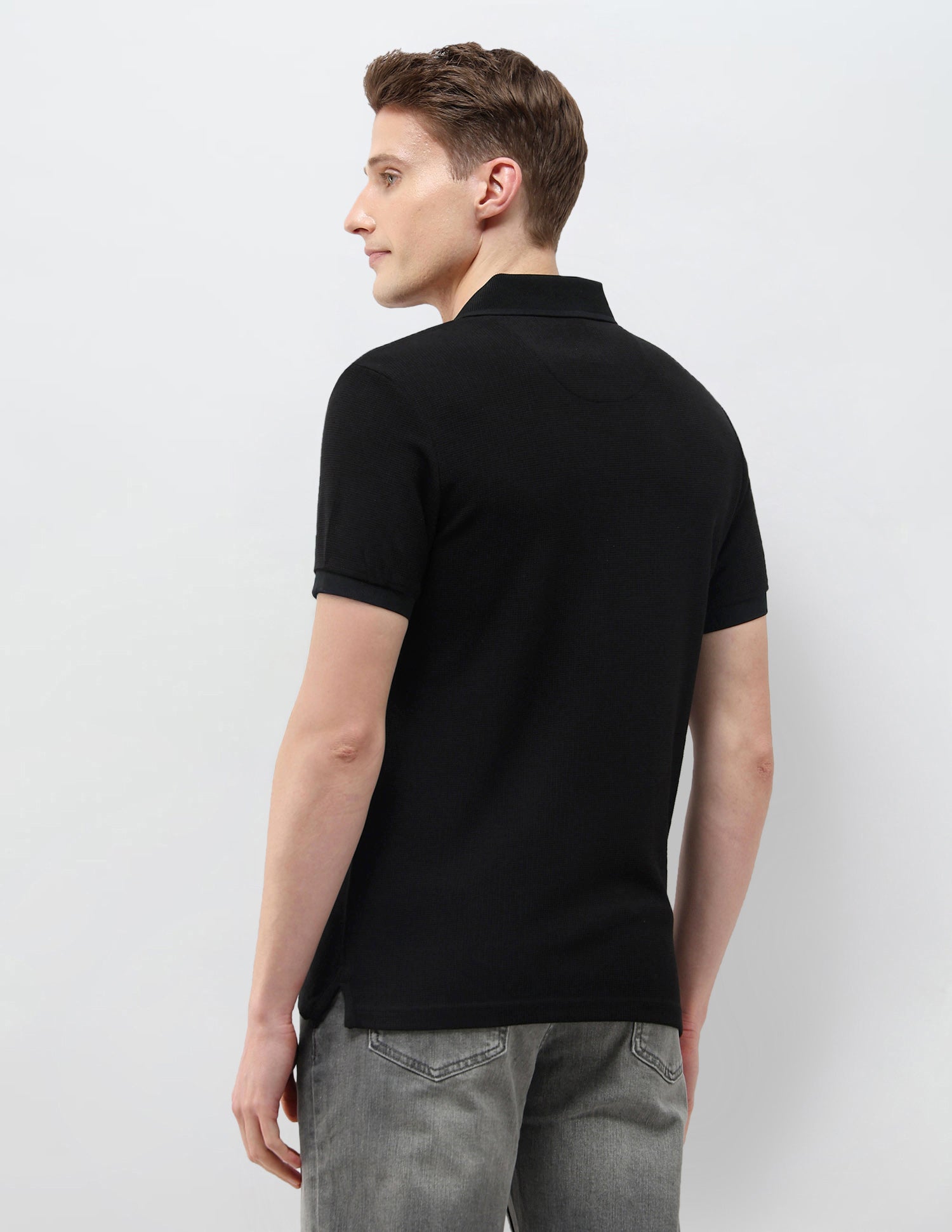 Textured Black & Gold Slim Fit Polo Shirt Black - U.S. Polo Assn. India | Large