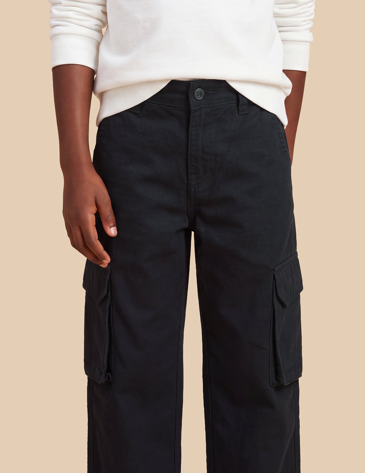Relaxed Fit Self Design Striped Cargos Black - U.S. Polo Assn. India | Large