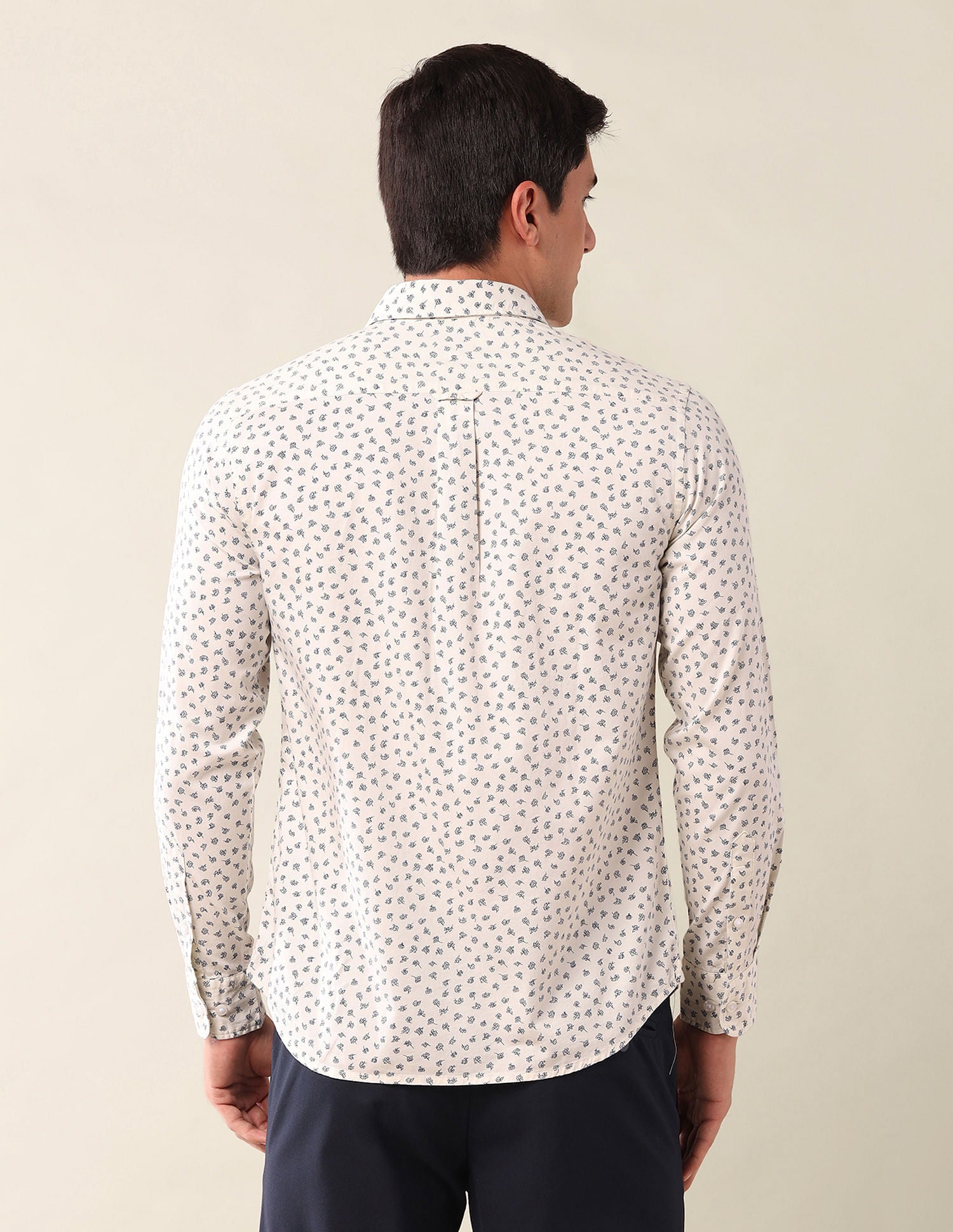 Tailored Fit Printed Shirt Off White - U.S. Polo Assn. India | Large