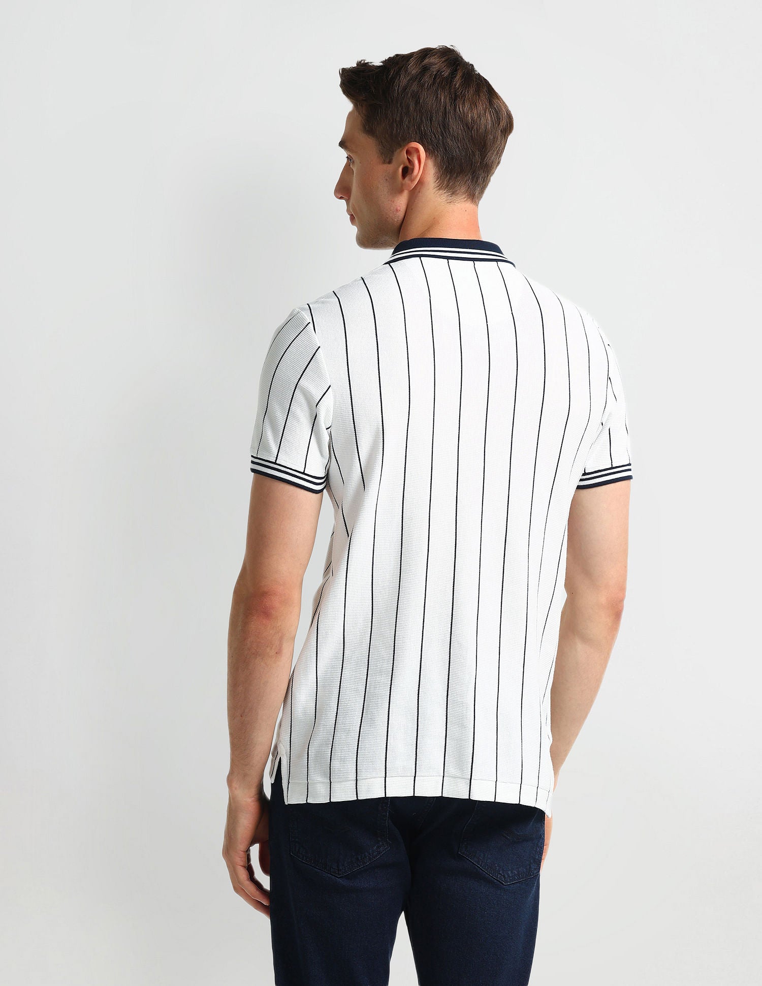 Muscle Fit Striped Polo Shirt White - U.S. Polo Assn. India | Large