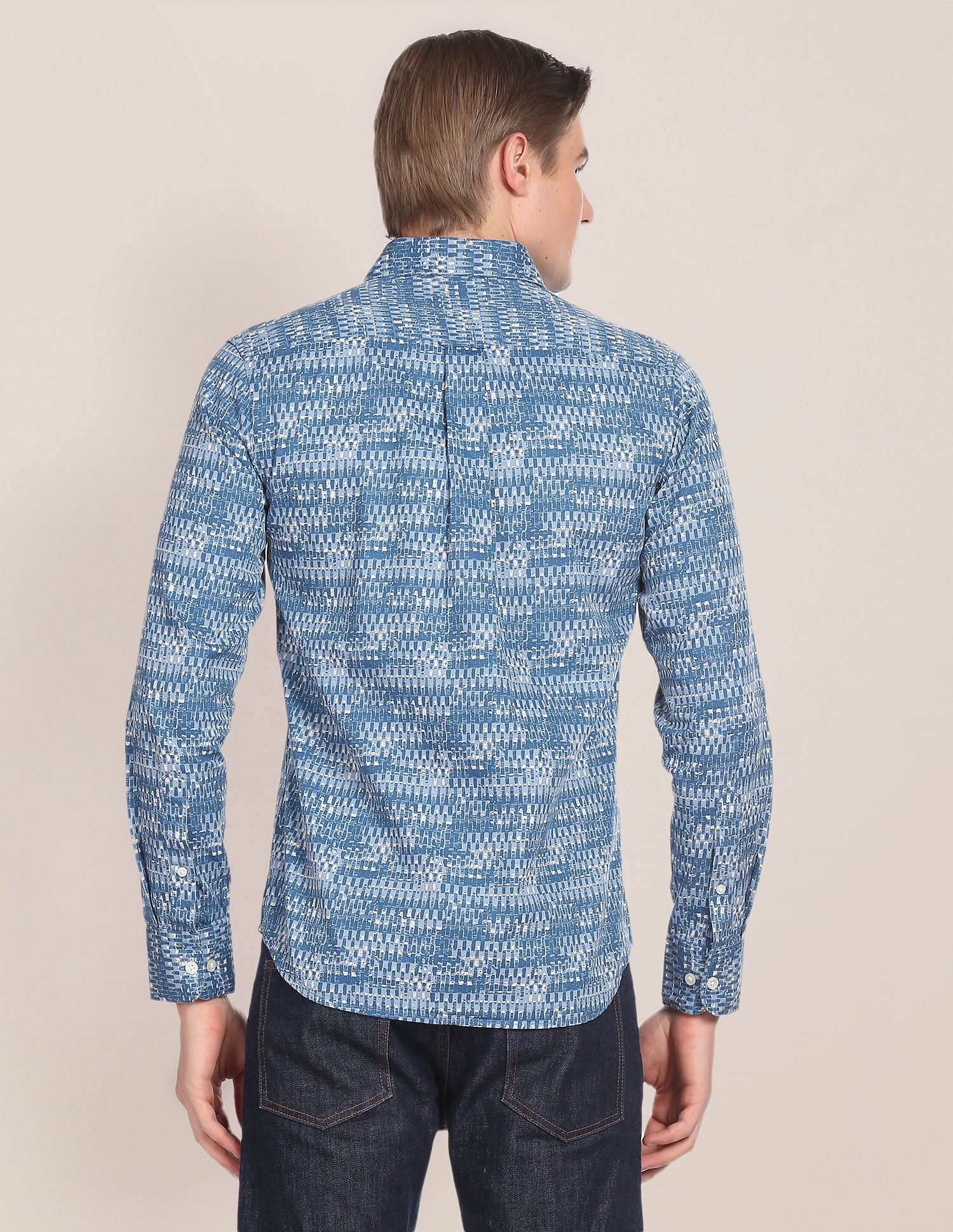 Spread Collar Abstract Print Shirt Teal - U.S. Polo Assn. India | Large