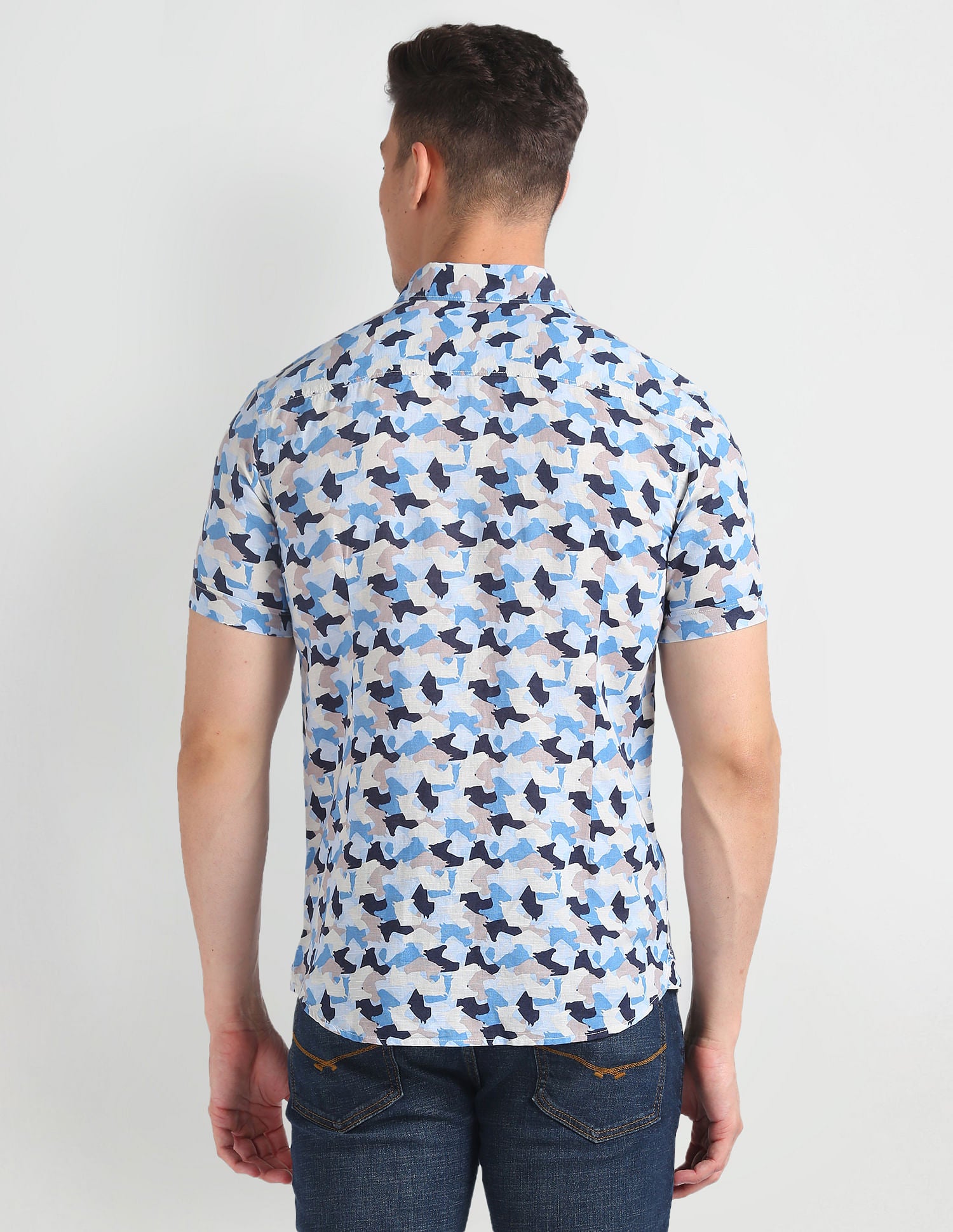 Abstract Print Slim Fit Shirt Blue - U.S. Polo Assn. India | Large