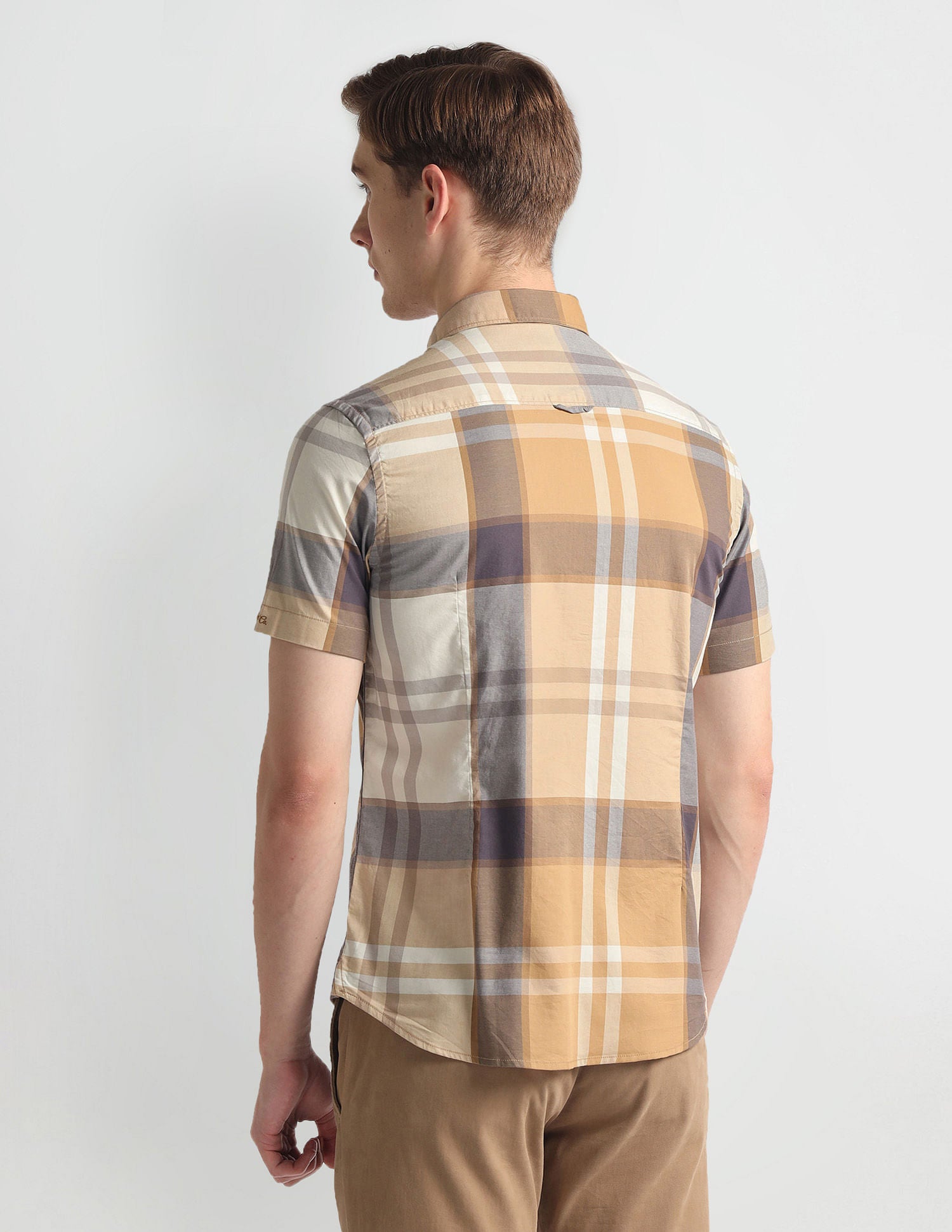 Plaid Check Slim Fit Shirt Khaki - U.S. POLO ASSN. | Large