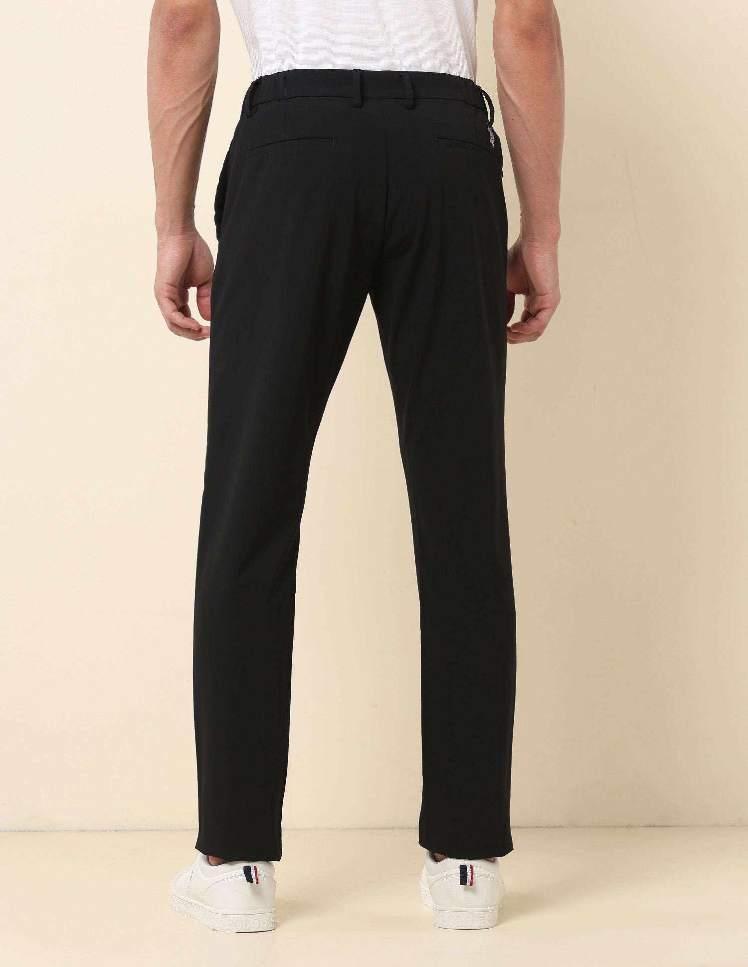Austin Slim Fit Solid Trousers Black - U.S. Polo Assn. India | Large