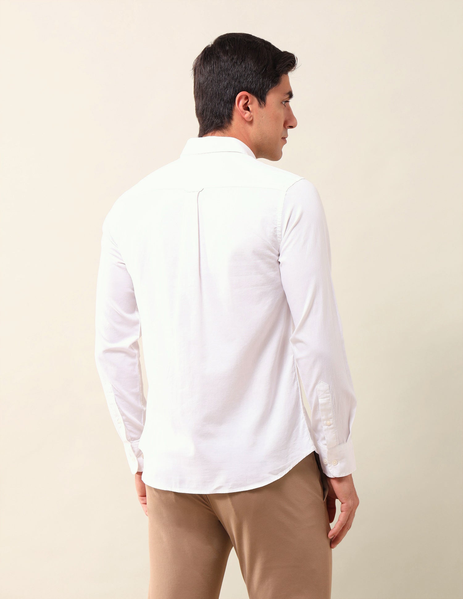 Solid Tailored Fit Shirt Beige - U.S. Polo Assn. India | Large