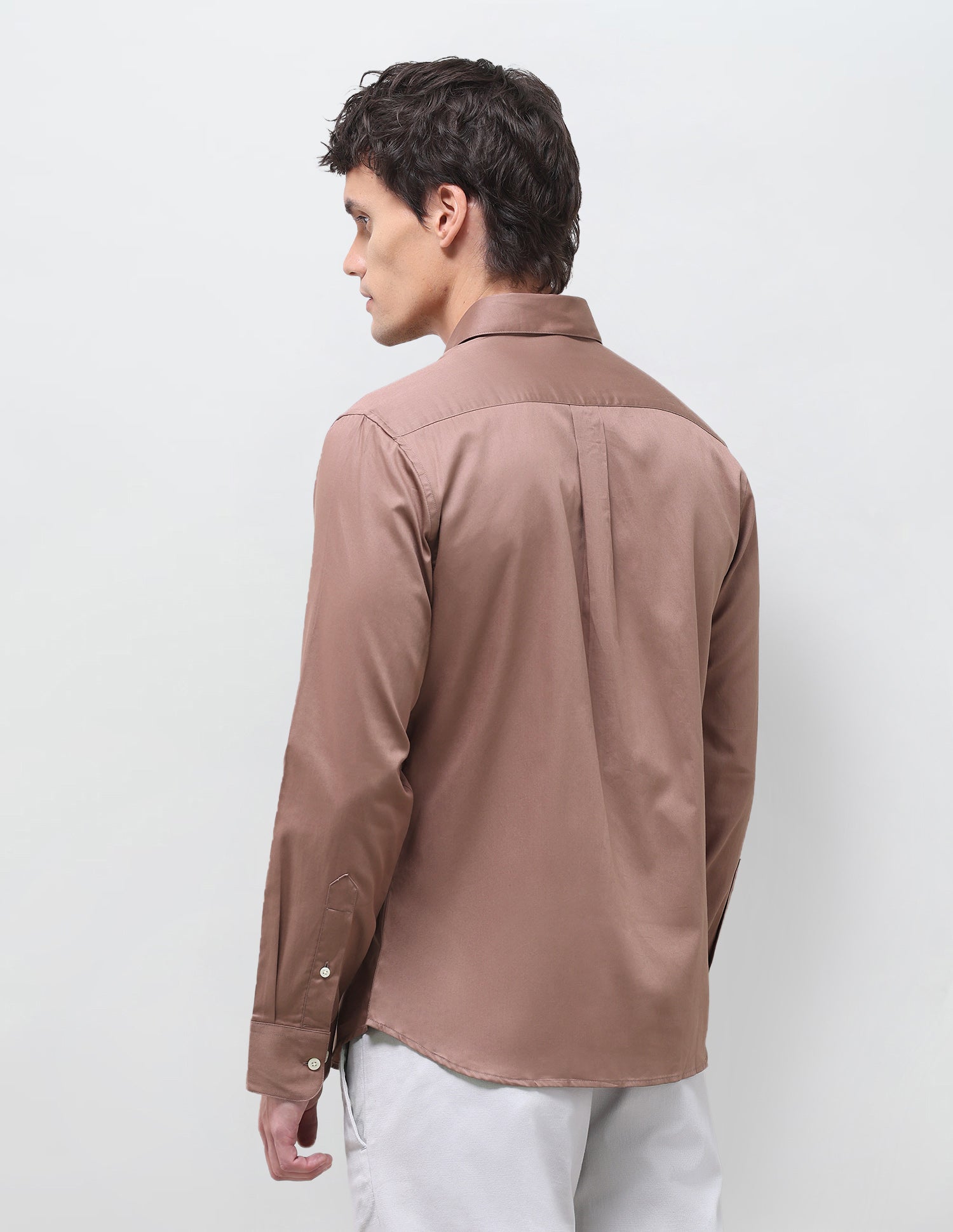 Satin Solid Shirt Light Brown - U.S. Polo Assn. India | Large