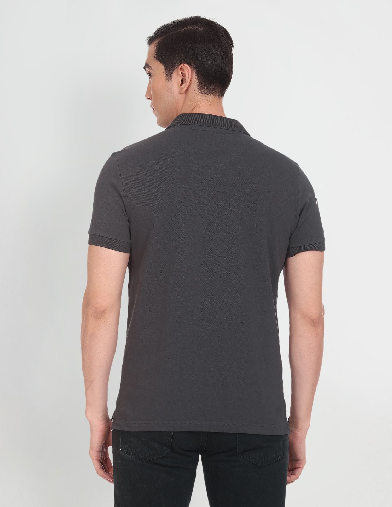 Placement Print Cotton Polo Shirt Dark Grey - U.S. POLO ASSN. | Large