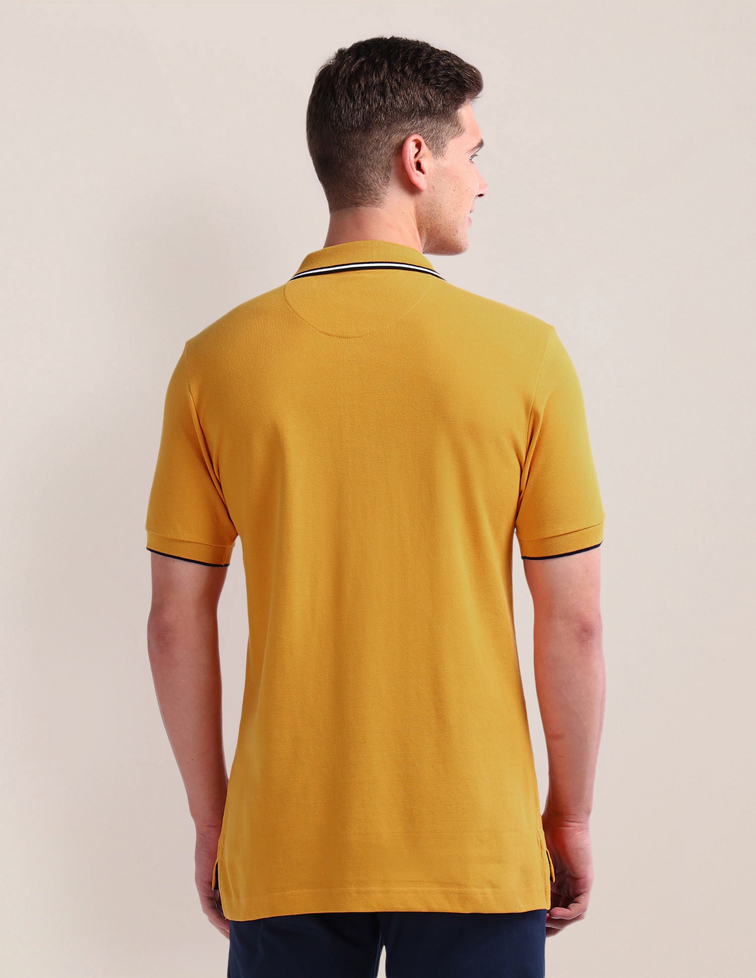 Solid Slim Fit Polo Shirt Mustard - U.S. Polo Assn. India | Large