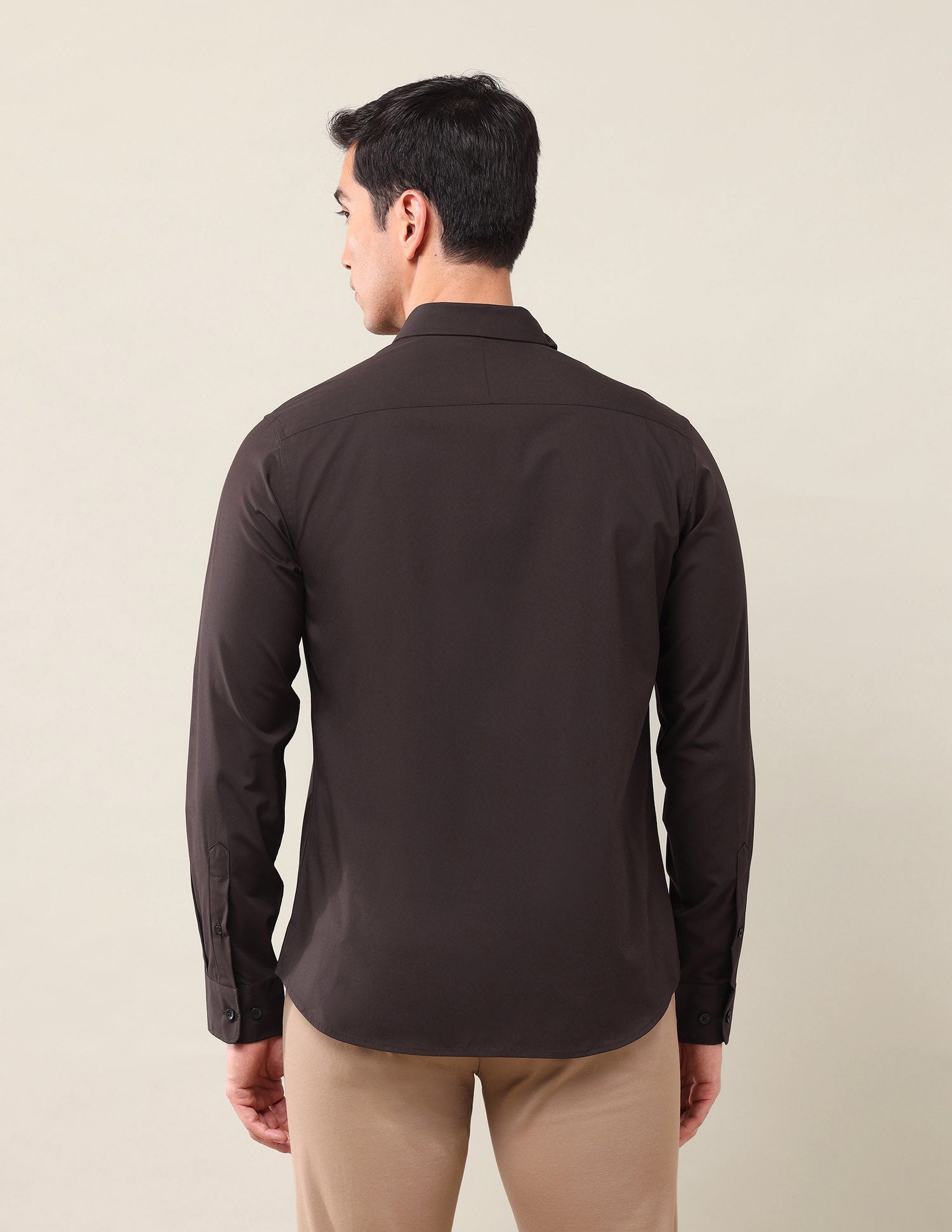 Tailored Fit Solid Shirt Dark Brown - U.S. Polo Assn. India | Large