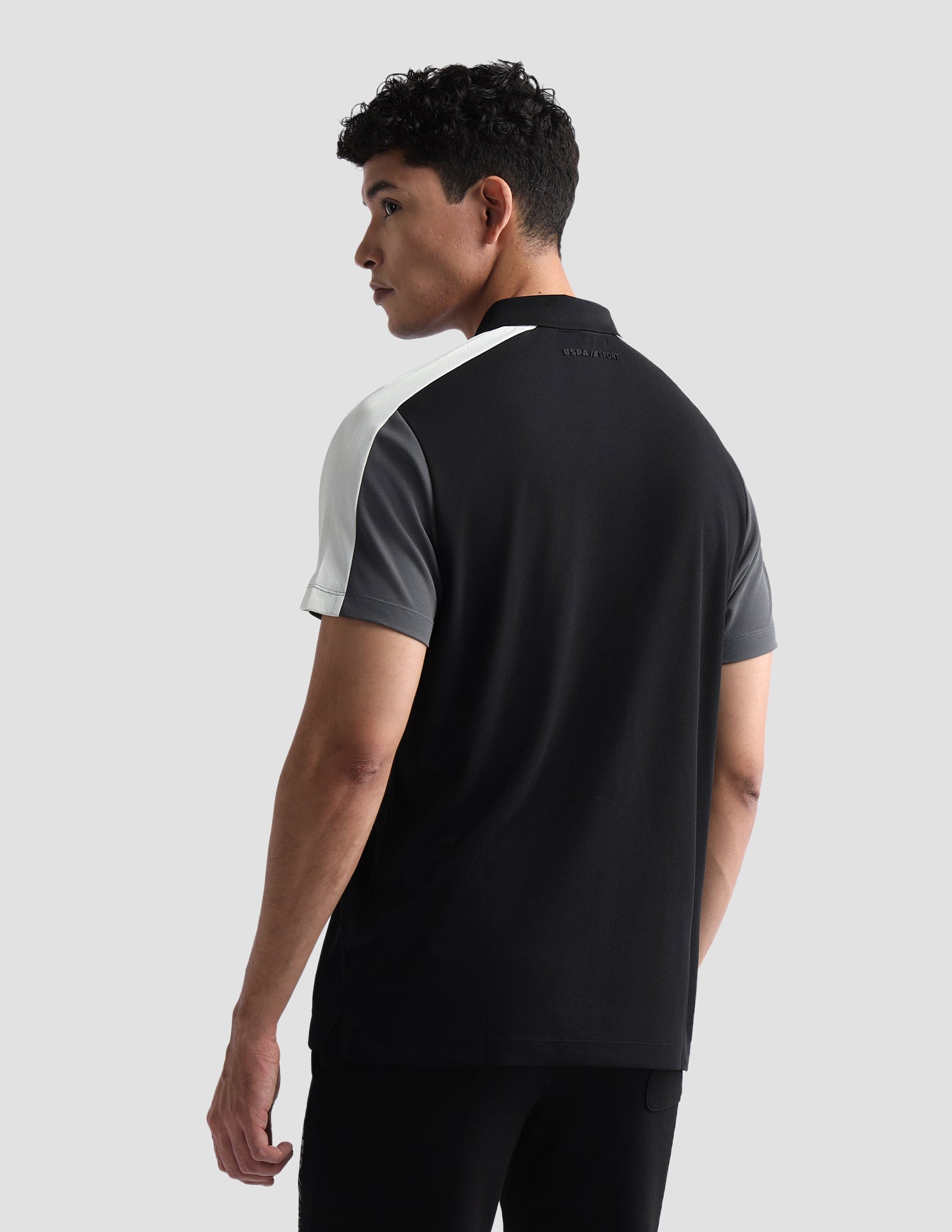 Solid Slim Fit Active Polo Shirt Black - U.S. Polo Assn. India | Large