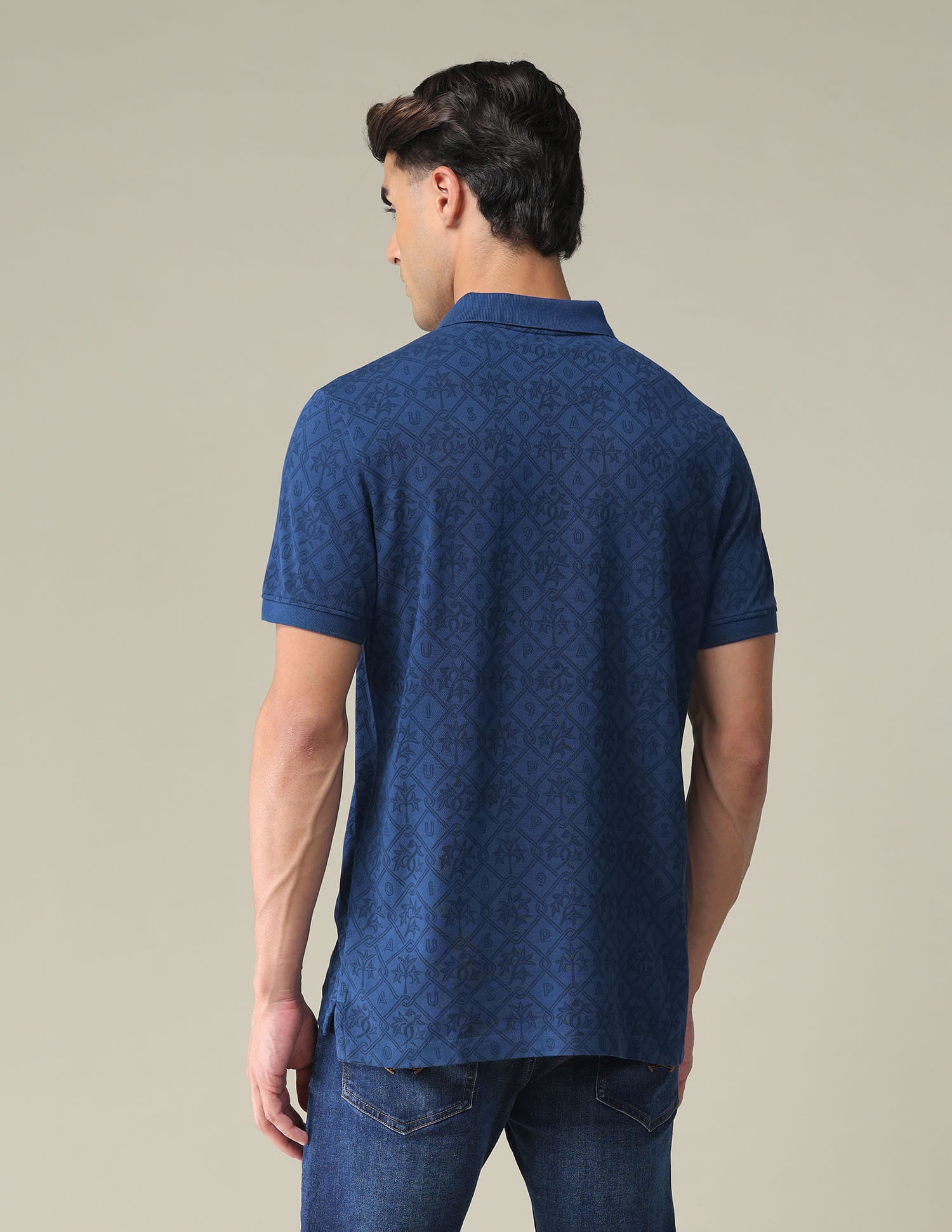 Floral Print Cotton Polo Shirt Navy - U.S. Polo Assn. India | Large