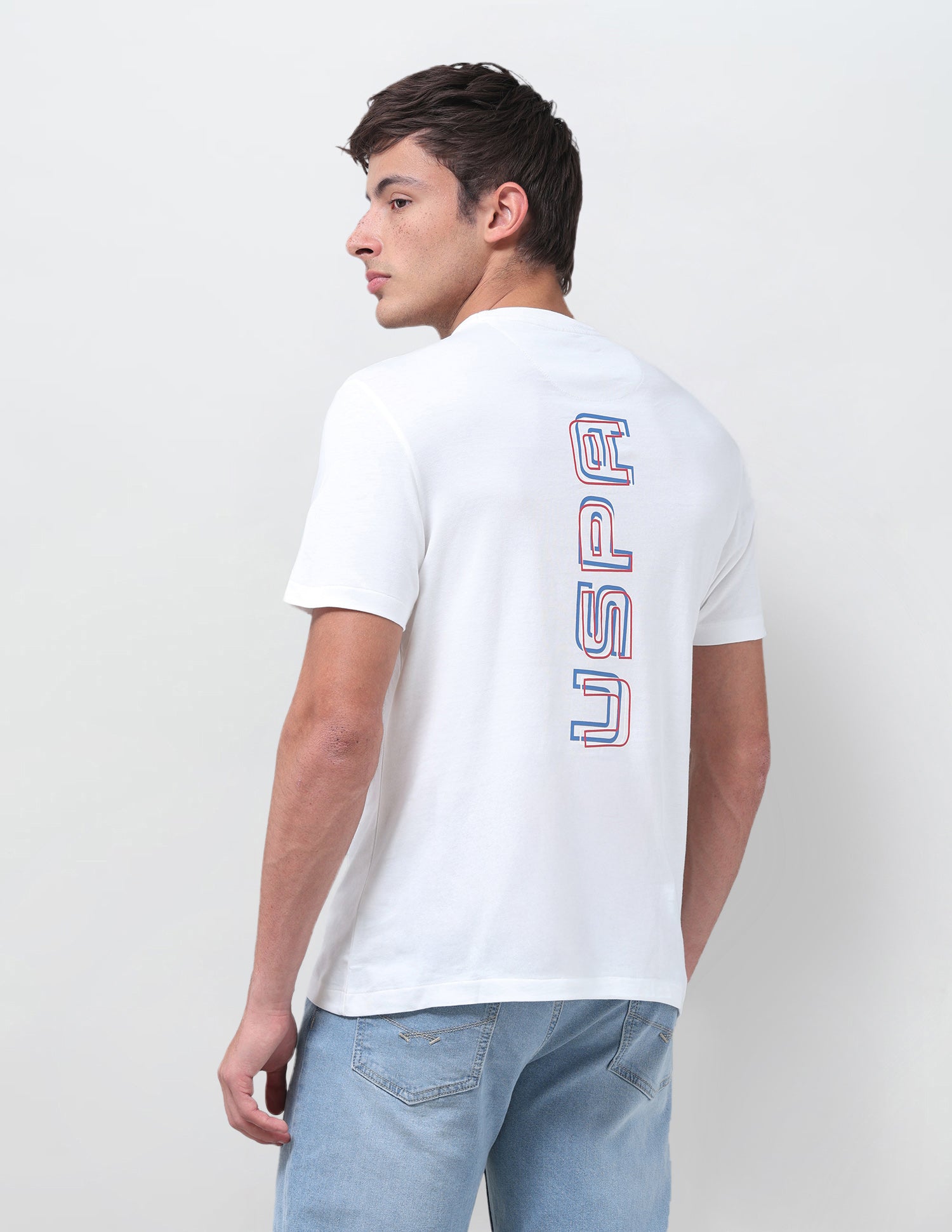Typographic Brand Printed Regular Fit T-Shirt Ivory - U.S. Polo Assn. India | Large