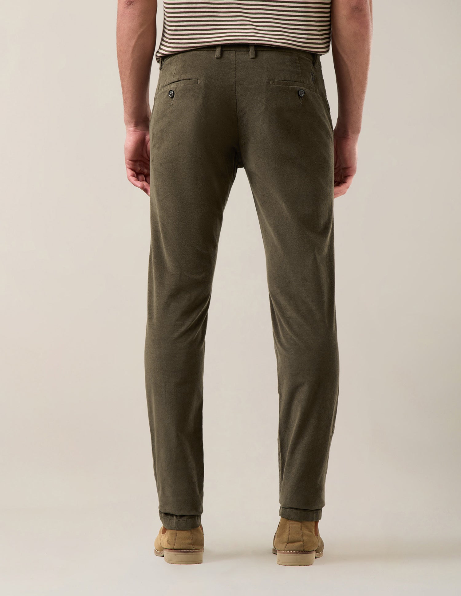 Denver Slim Fit Corduroy Trousers Light Olive - U.S. Polo Assn. India | Large