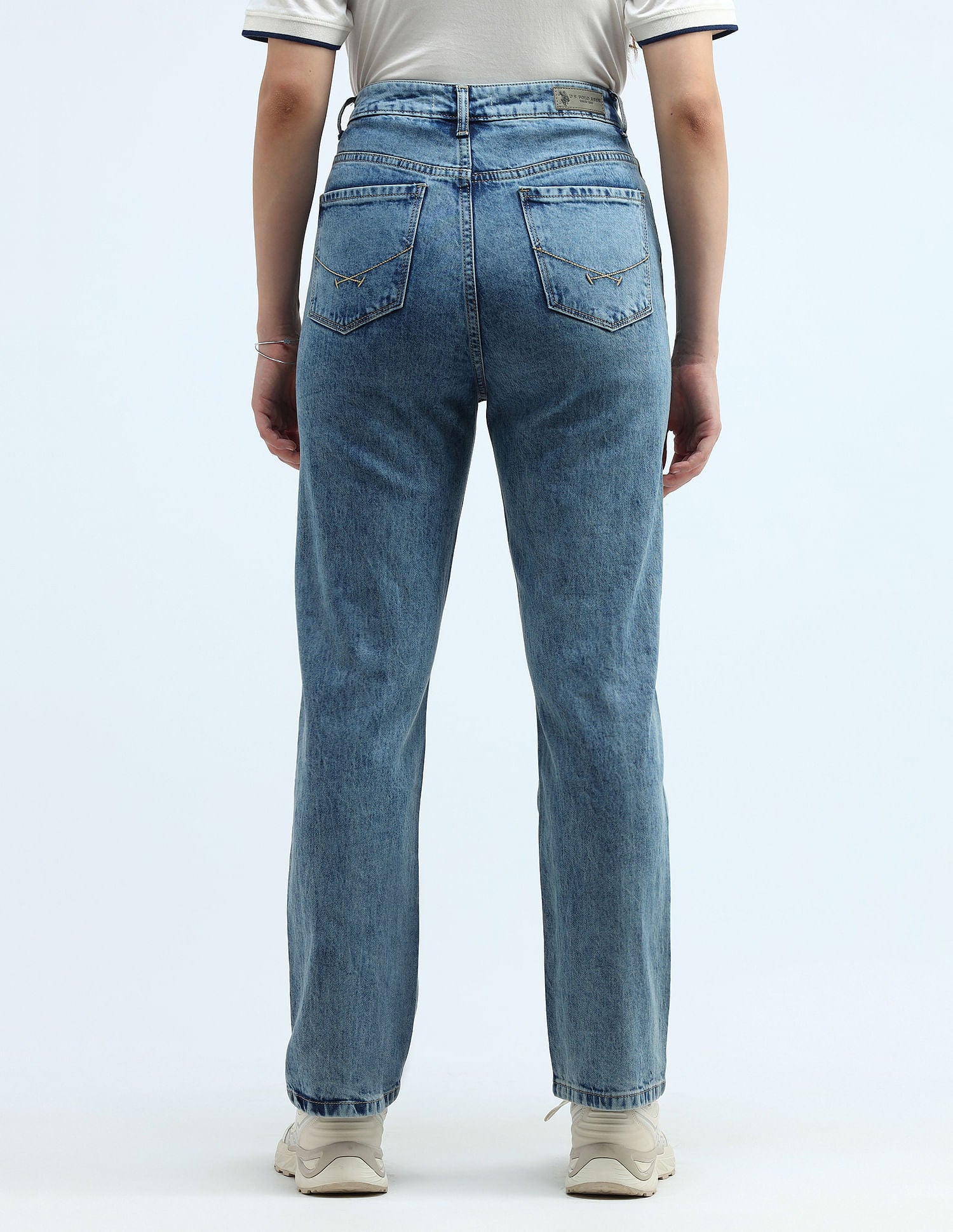 High Rise Straight Fit Jeans Light Blue - U.S. POLO ASSN. | Large