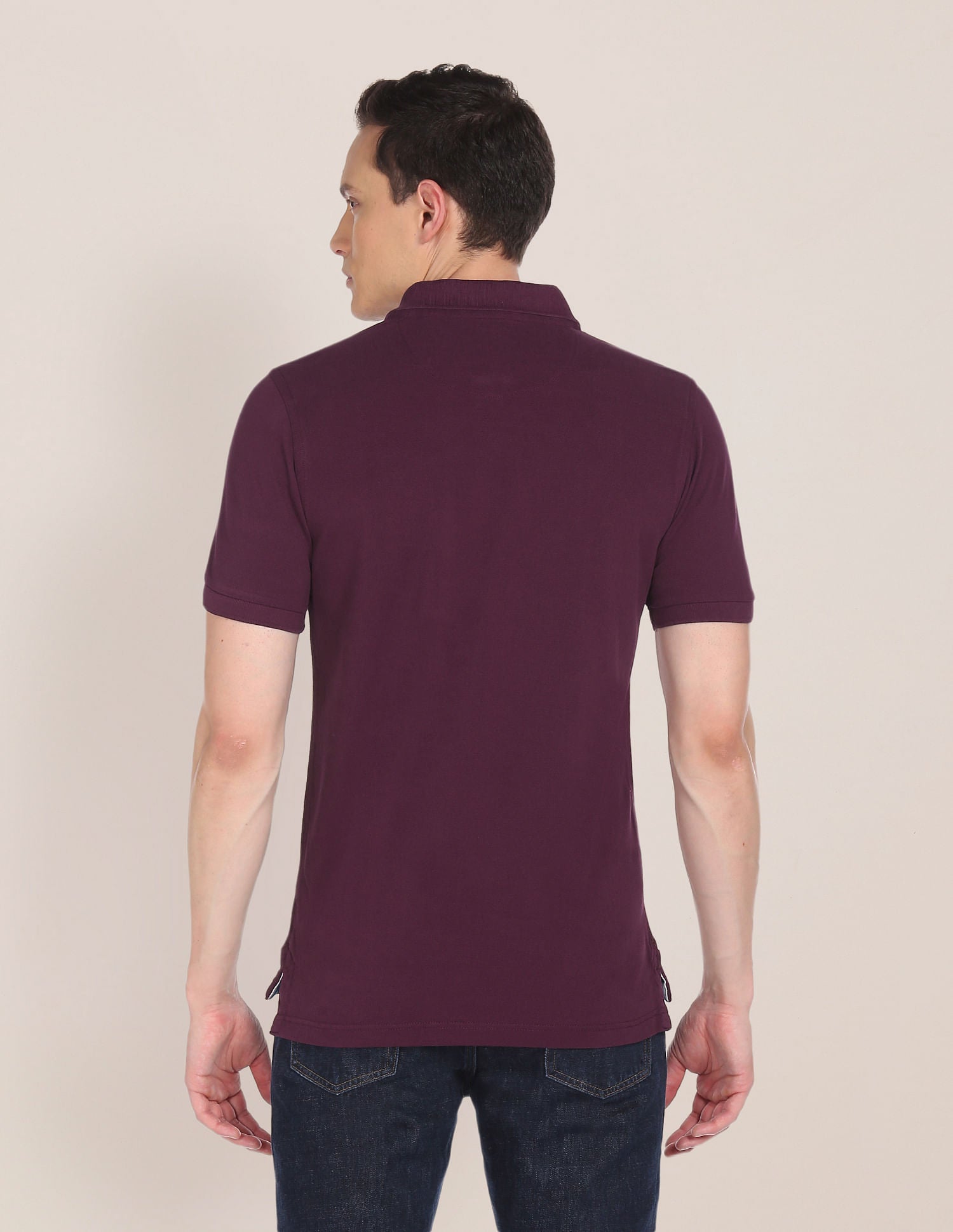 Ribbed Collar Solid Polo Shirt Plum - U.S. POLO ASSN. | Large