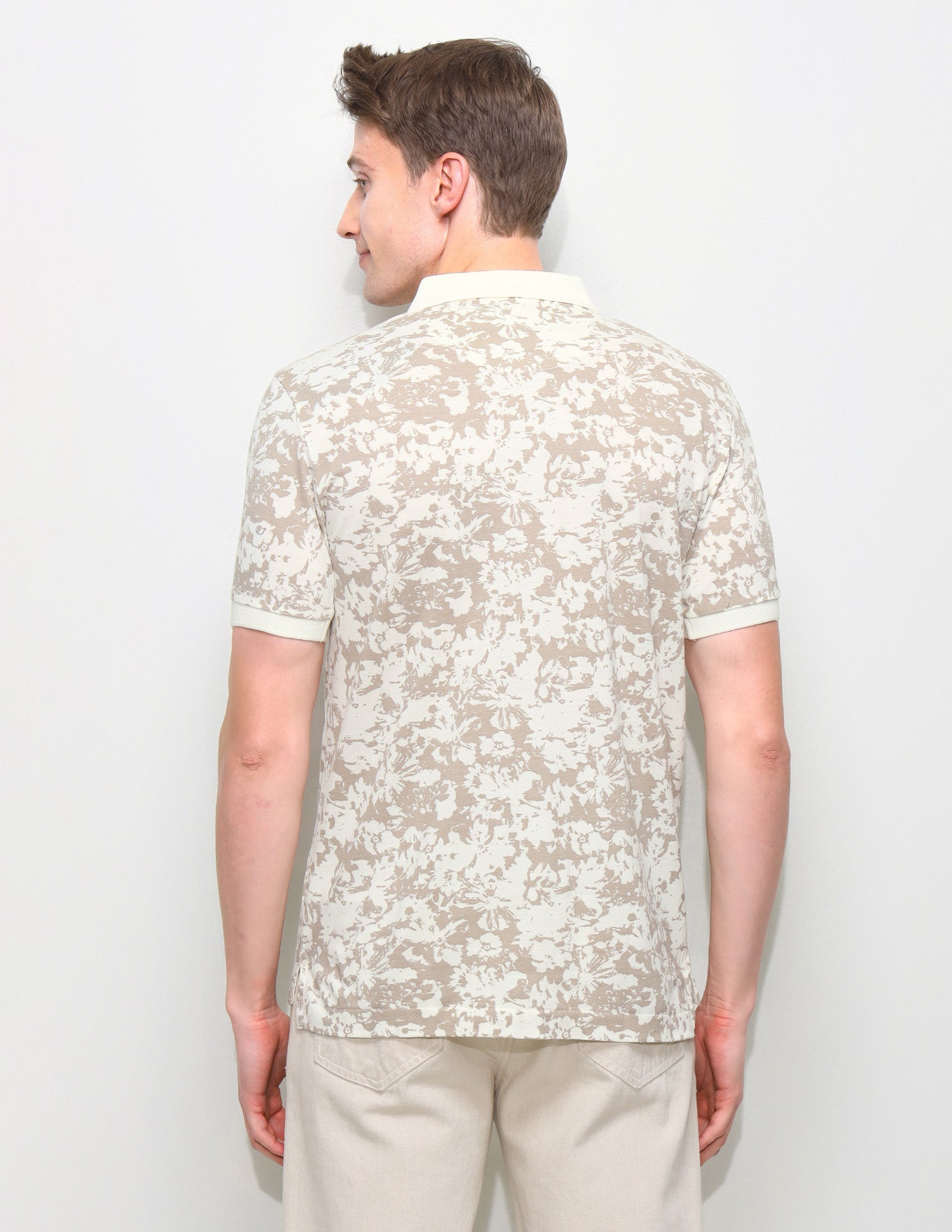 All Over Printed Slim Fit Polo Shirt Light Brown - U.S. Polo Assn. India | Large