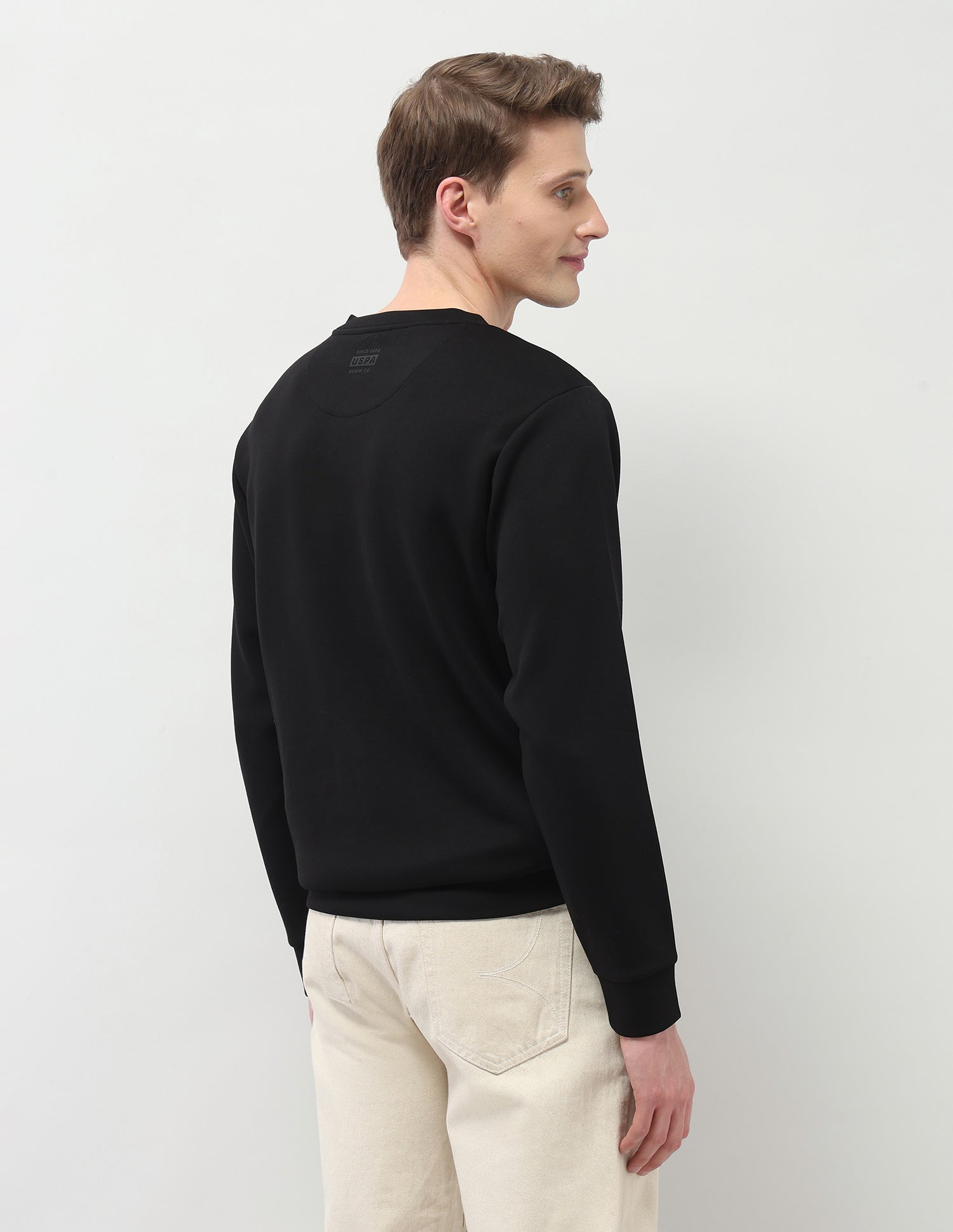 Brand Embossed Regular Fit Sweatshirt Black - U.S. Polo Assn. India | Large