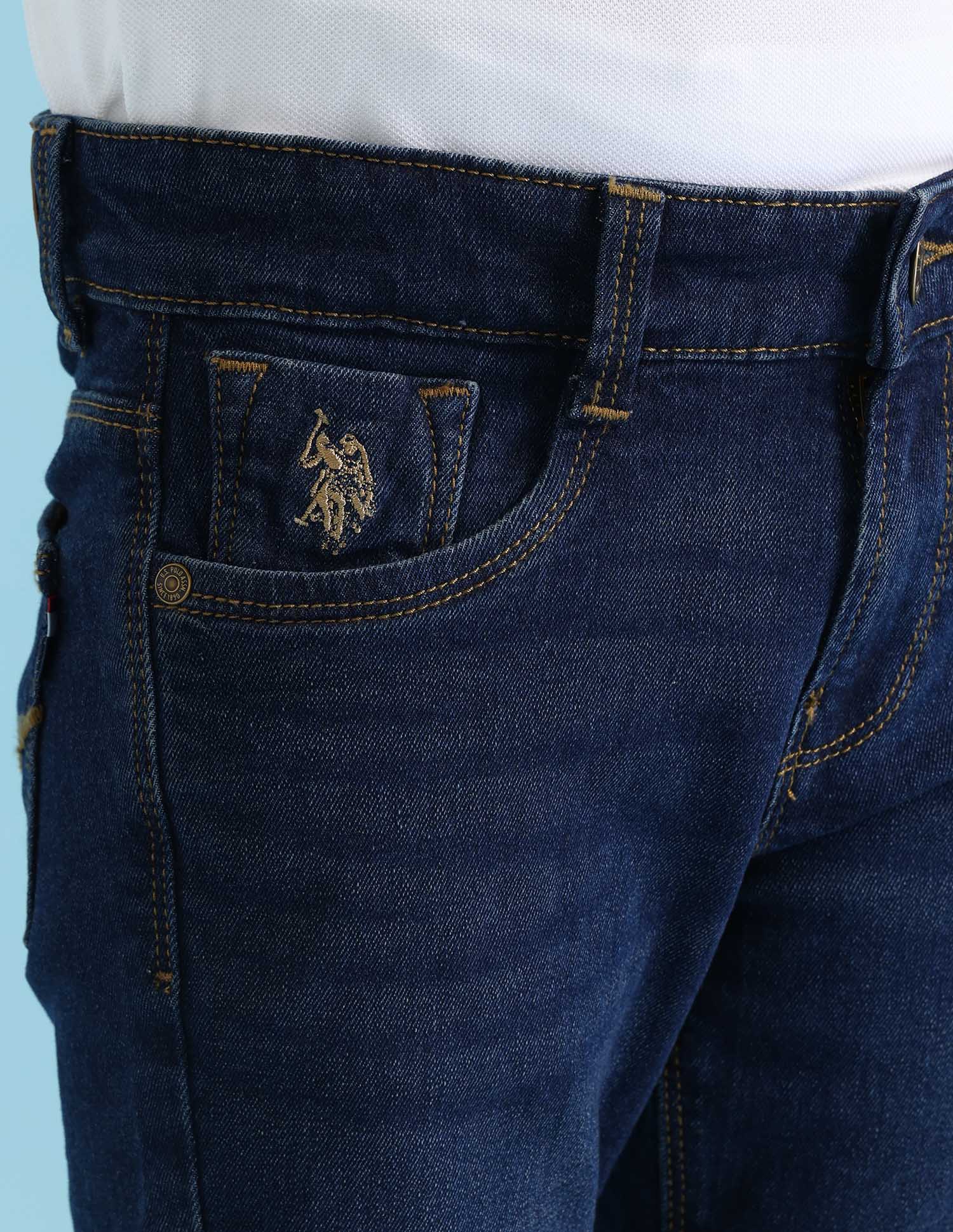 Boys Mid Rise Slim Fit Jeans Dark Wash - U.S. POLO ASSN. | Large