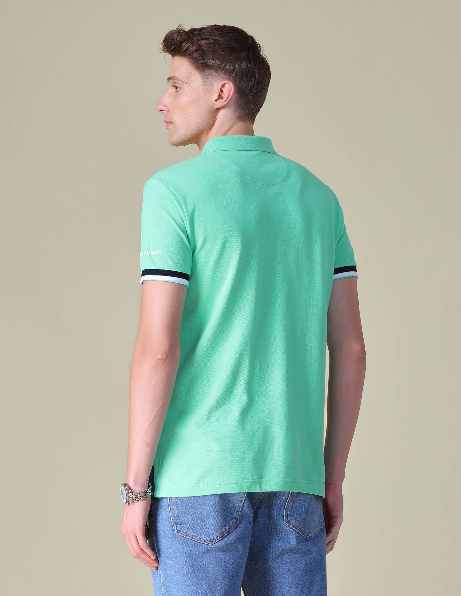 Solid Regular Fit Polo Shirt Light Green - U.S. POLO ASSN. | Large