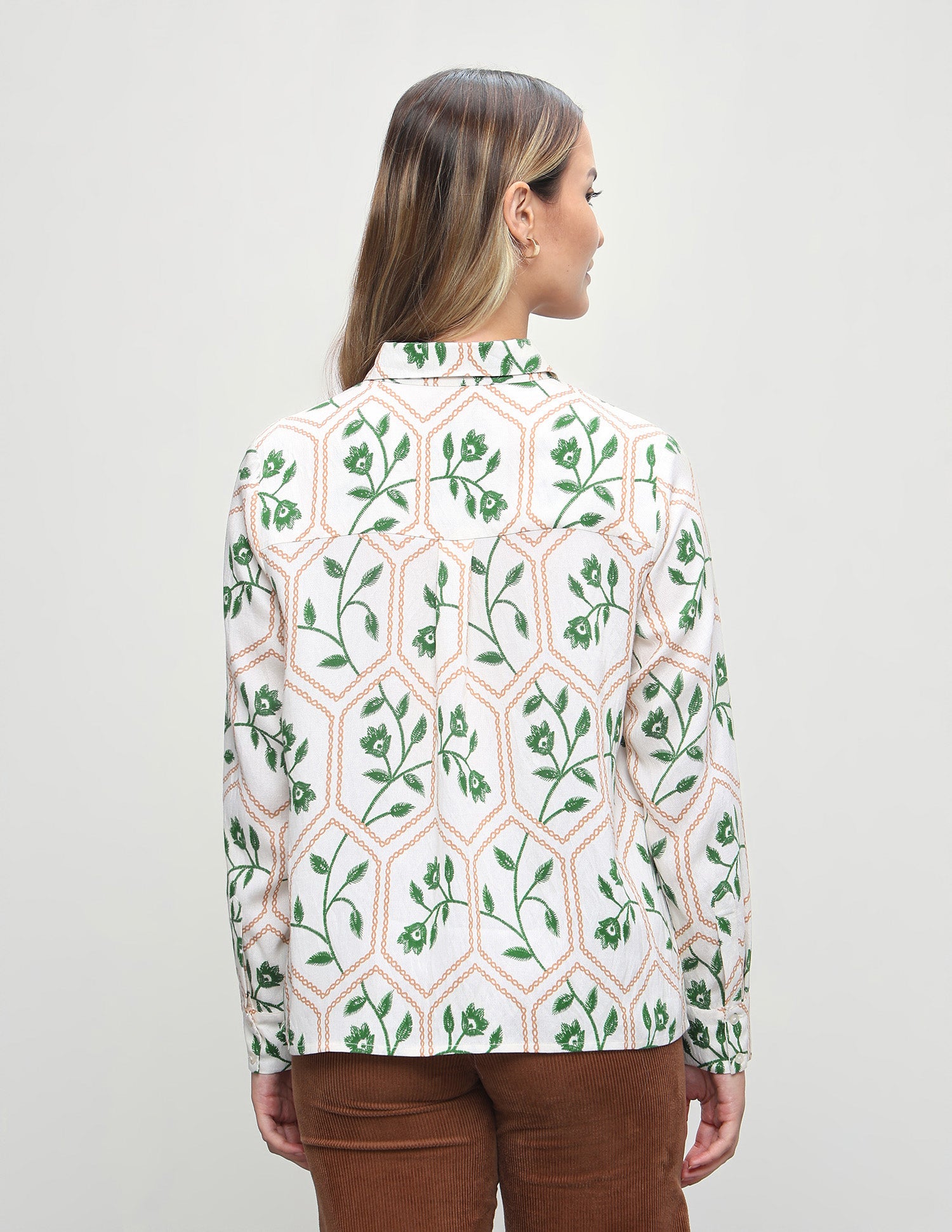 Floral Embroidered Regular Fit Shirt Off White - U.S. Polo Assn. India | Large