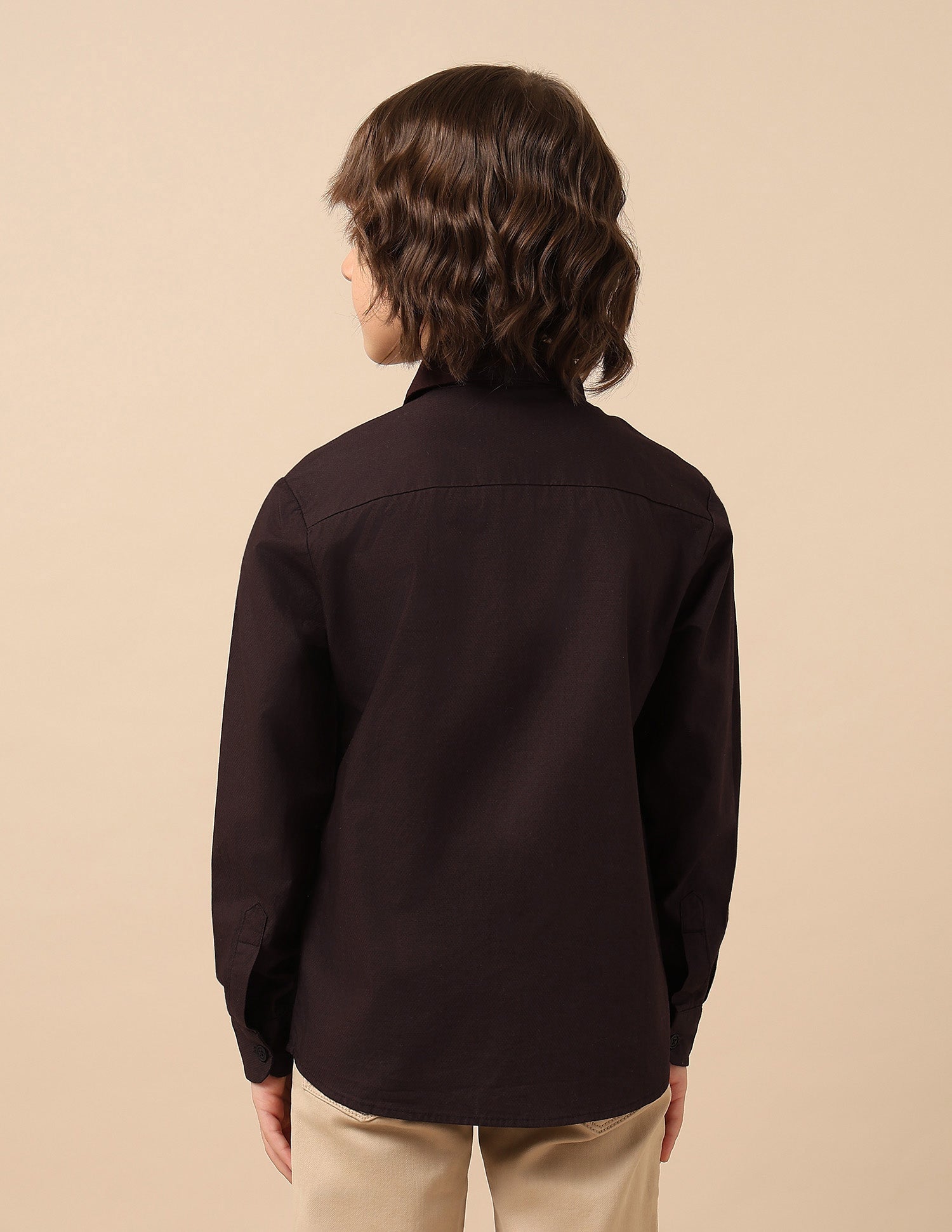 Boys Dobby Regular Fit Shirt Brown - U.S. POLO ASSN. | Large