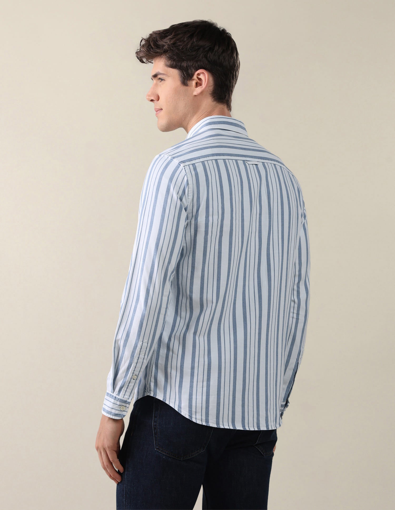 Twill Vertical Striped Shirt Blue - U.S. Polo Assn. India | Large