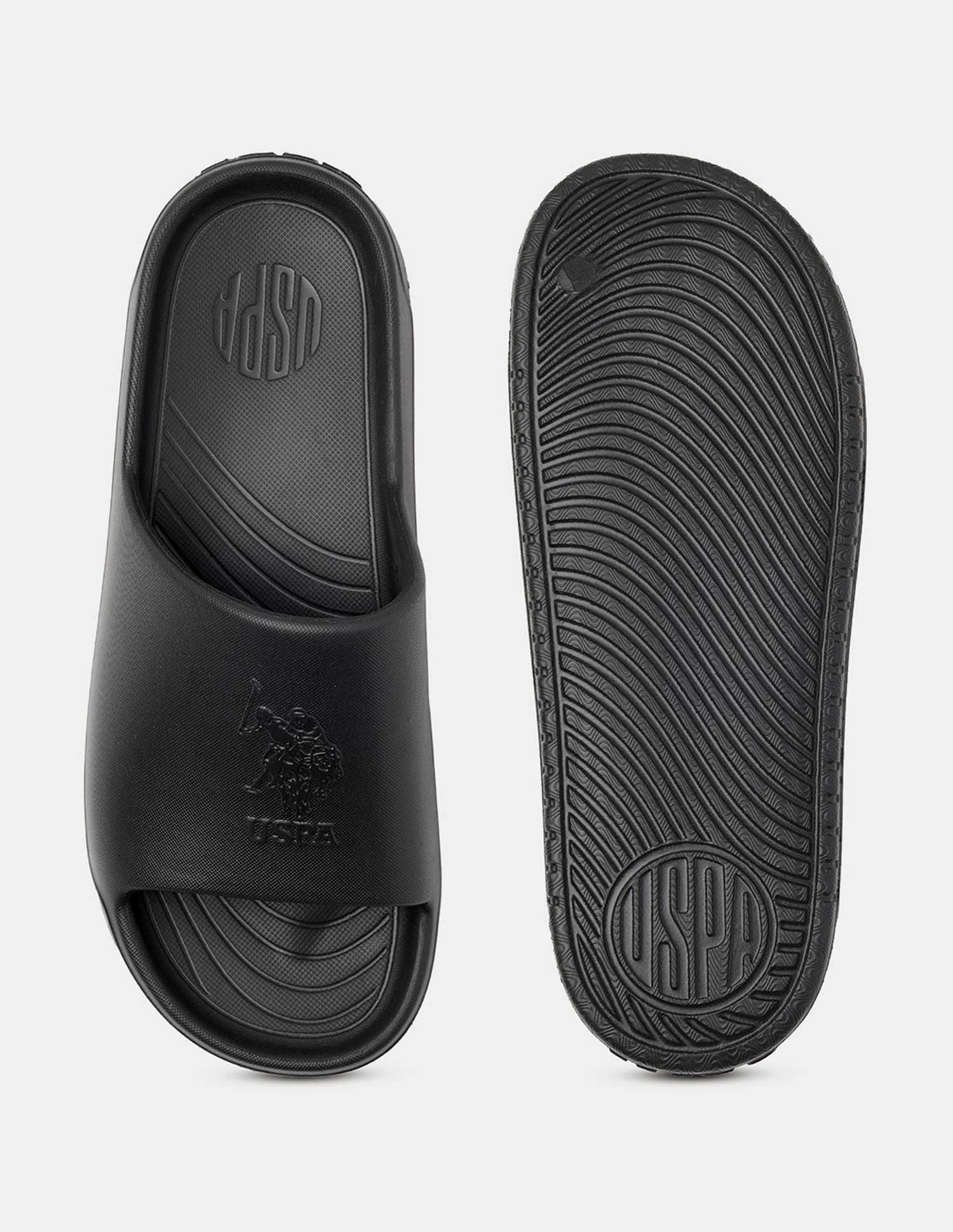 Men Palmer Open Toe Slippers Black - U.S. POLO ASSN. | Large