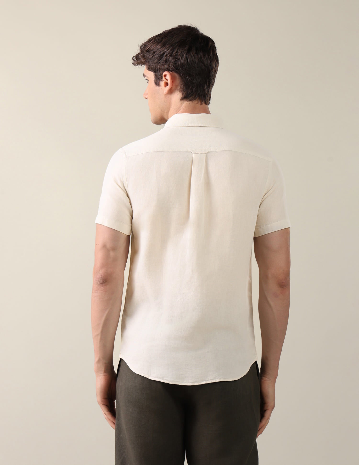 Solid Regular Fit Shirt Beige - U.S. Polo Assn. India | Large