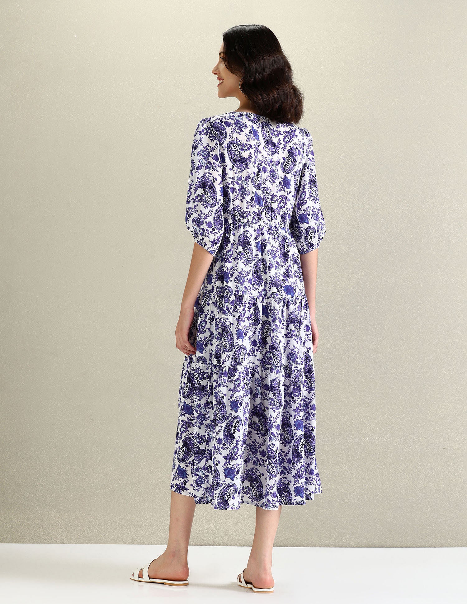 V-Neck Paisley Print Dress Blue - U.S. POLO ASSN. | Large