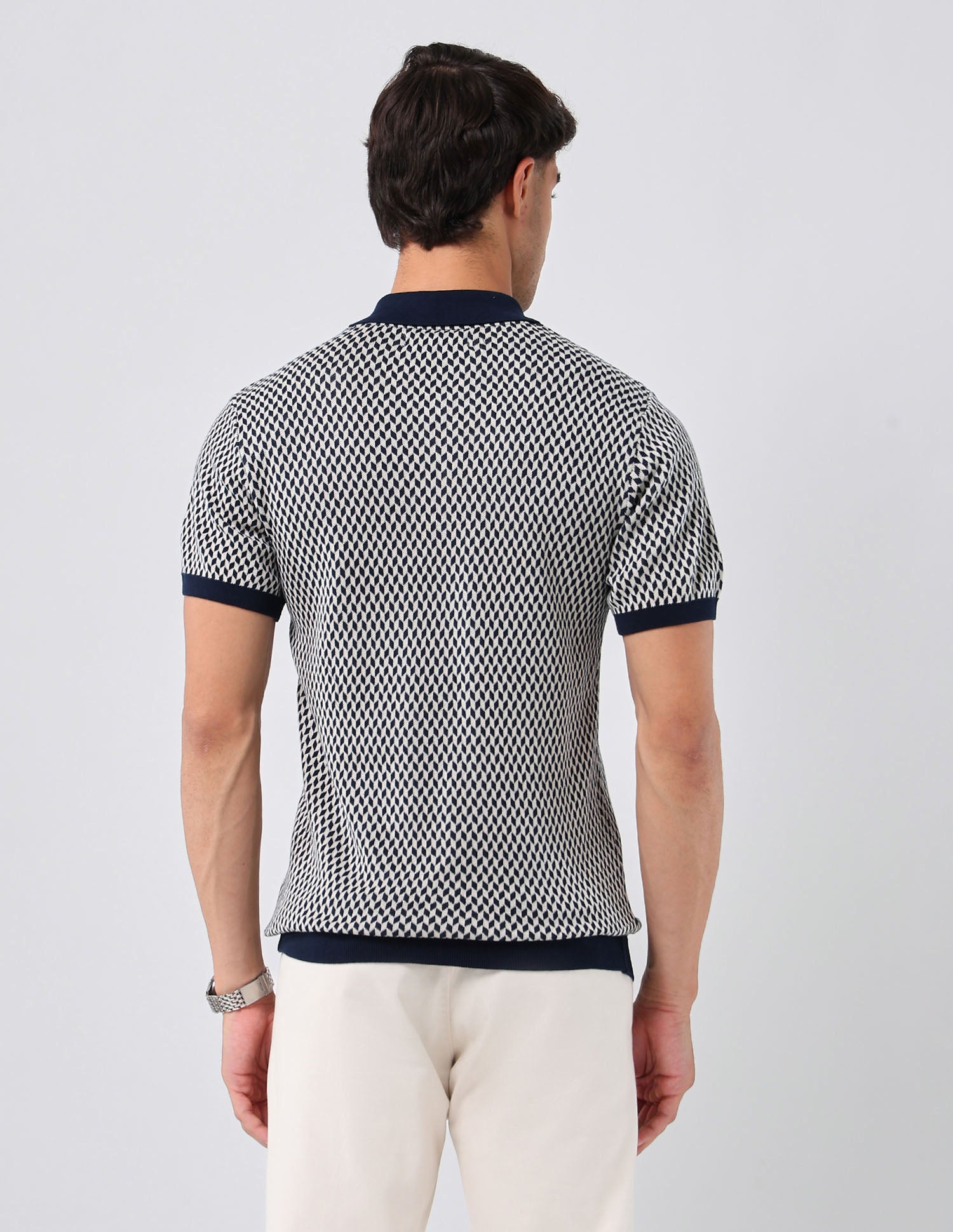 Self Design Geometric Regular Fit Polo Shirt Navy - U.S. POLO ASSN. | Large