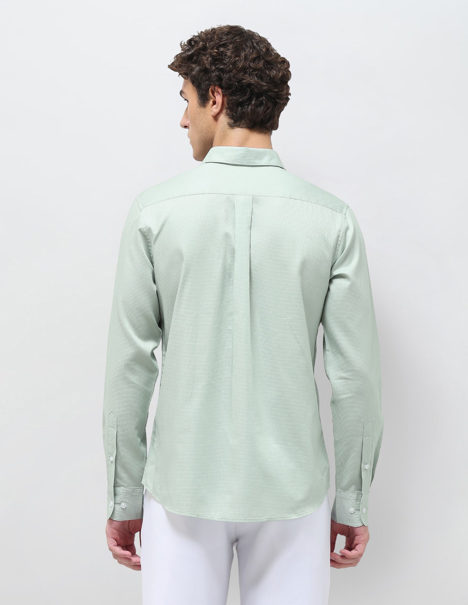 Textured Regular Fit Shirt Light Green - U.S. Polo Assn. India | Large