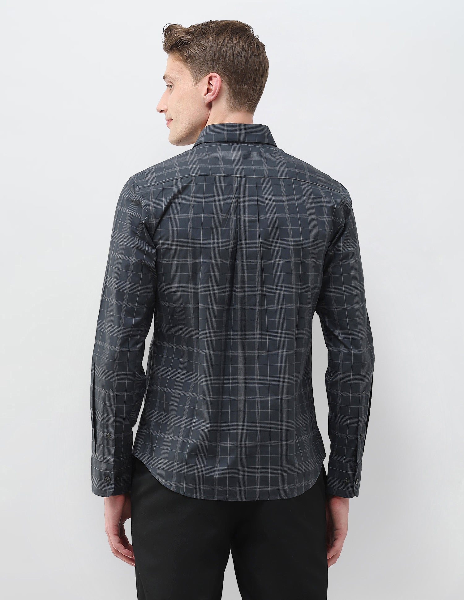 Tartan Checked Tailored Fit Shirt Dark Grey - U.S. Polo Assn. India | Large