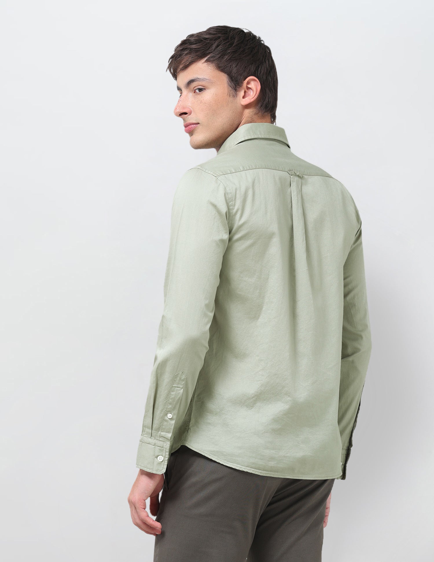 Tailored Fit Twill Shirt Light Green - U.S. Polo Assn. India | Large