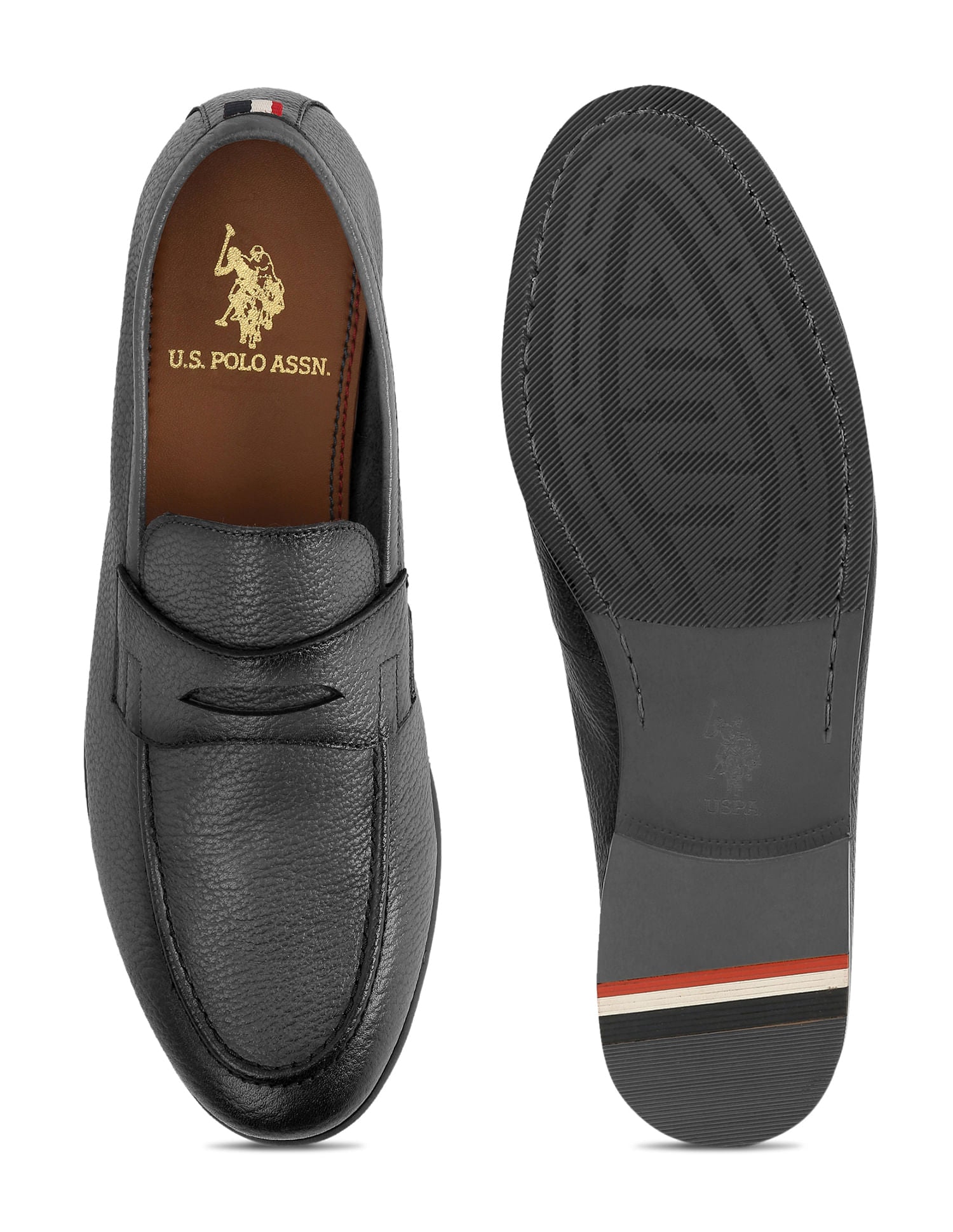 Men Valox Textured Loafers Black - U.S. Polo Assn. India | Large