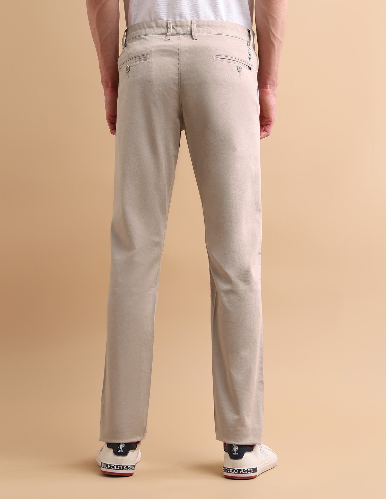 Denver Slim Fit Cotton Stretch Solid Signature Chinos Stone - U.S. POLO ASSN. | Large