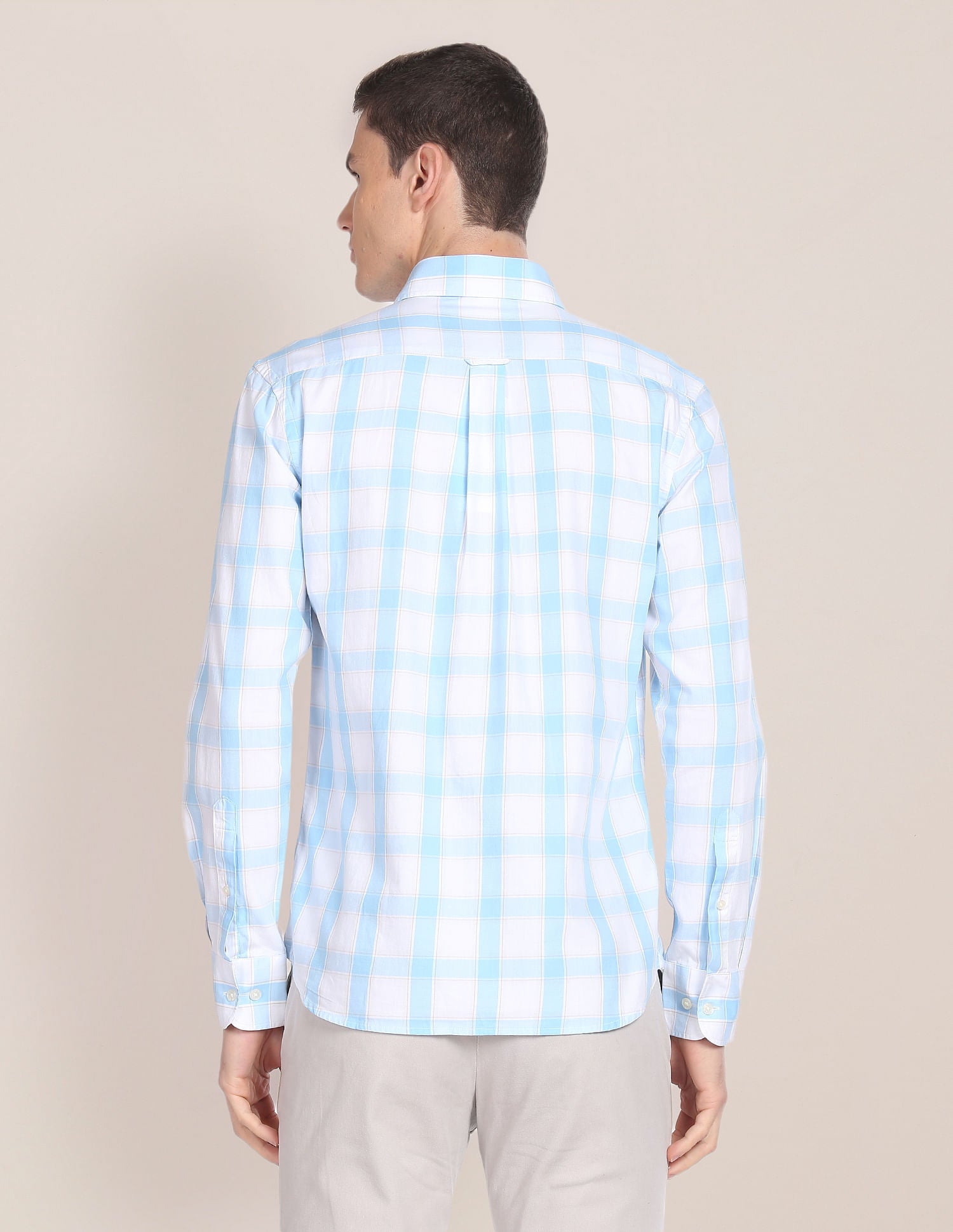 Tartan Check Twill Shirt Light Blue - U.S. Polo Assn. India | Large