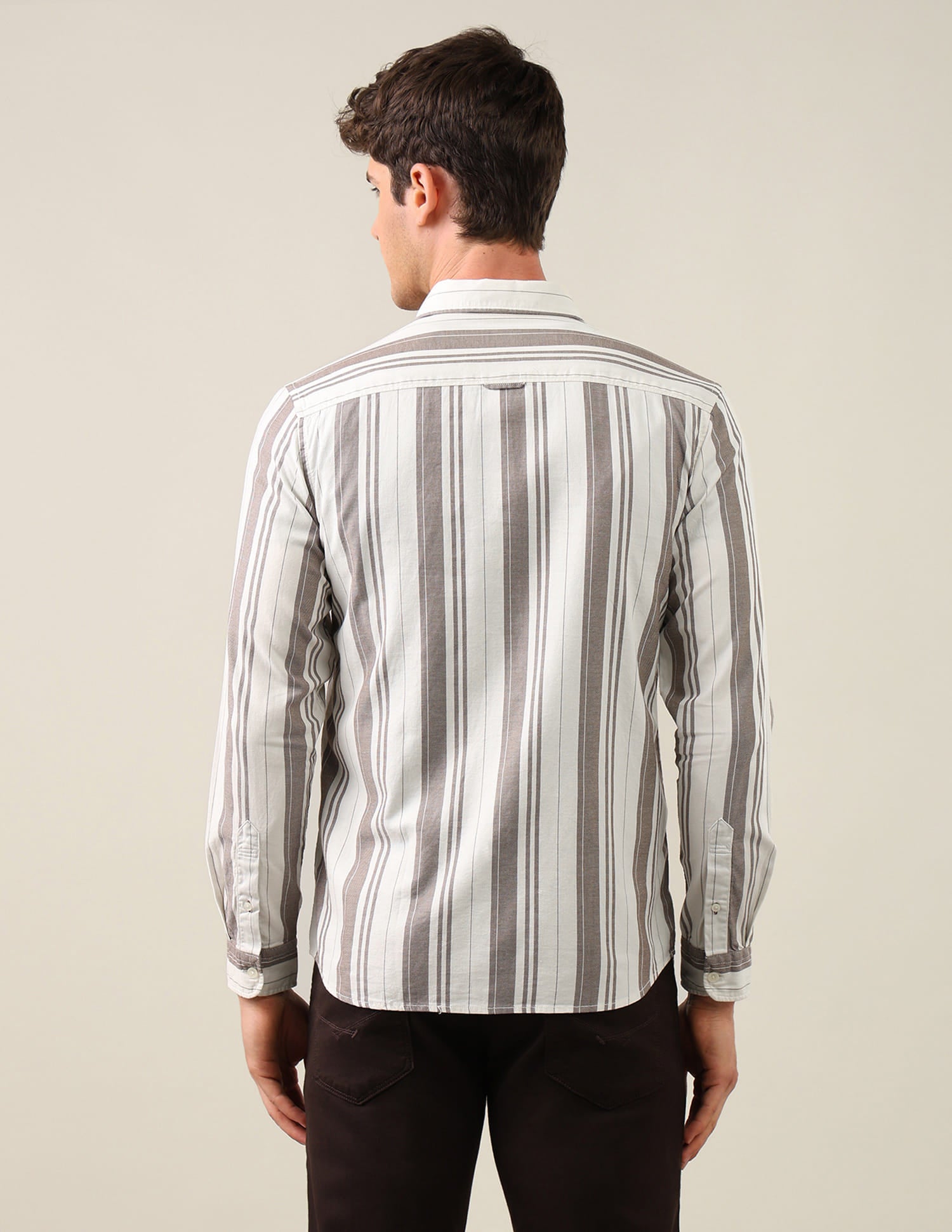 Vertical Striped Regular Fit Shirt Brown - U.S. Polo Assn. India | Large