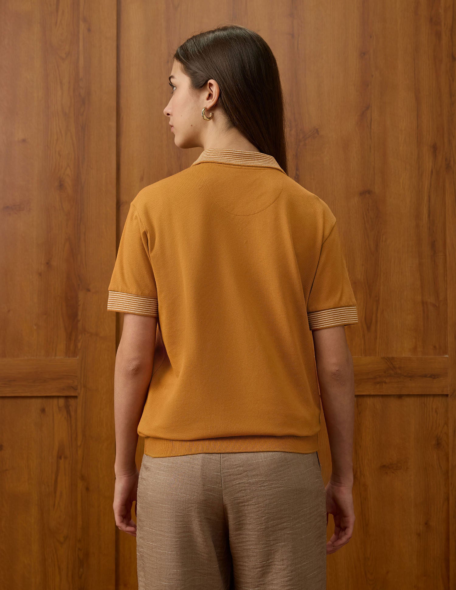 Jacquard Polo Collar Cotton Relaxed Fit Tshirt Orange - U.S. POLO ASSN. | Large