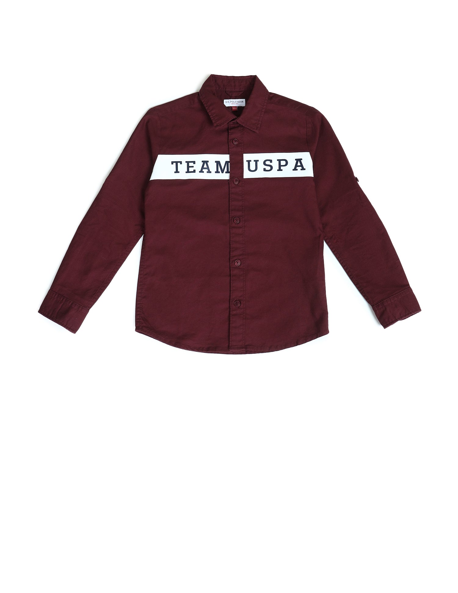 Boys Brand Printed Regular Fit Shirt Dark Red - U.S. POLO ASSN. | Large