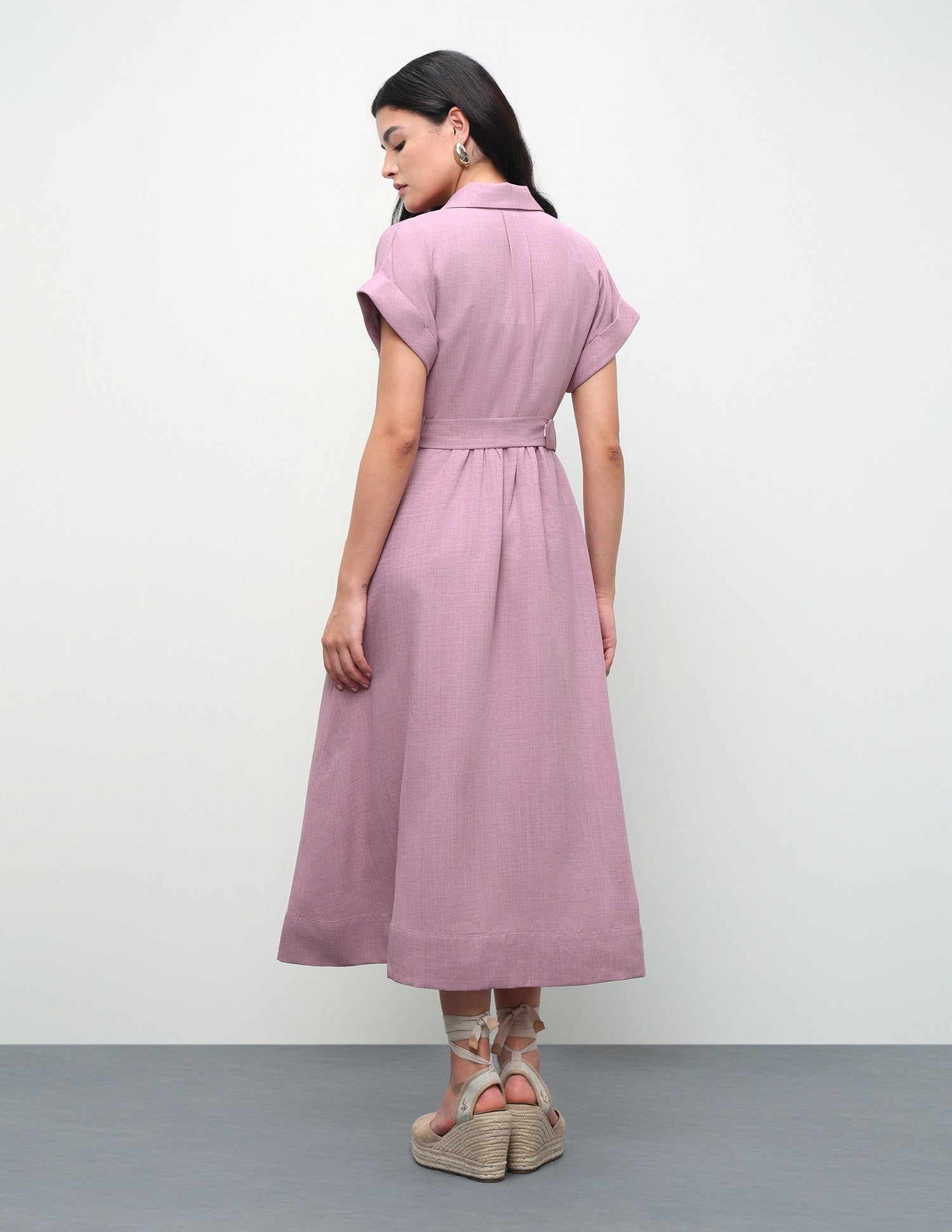 Solid Cinched Waist Pleated Dress Pink - U.S. Polo Assn. India | Large