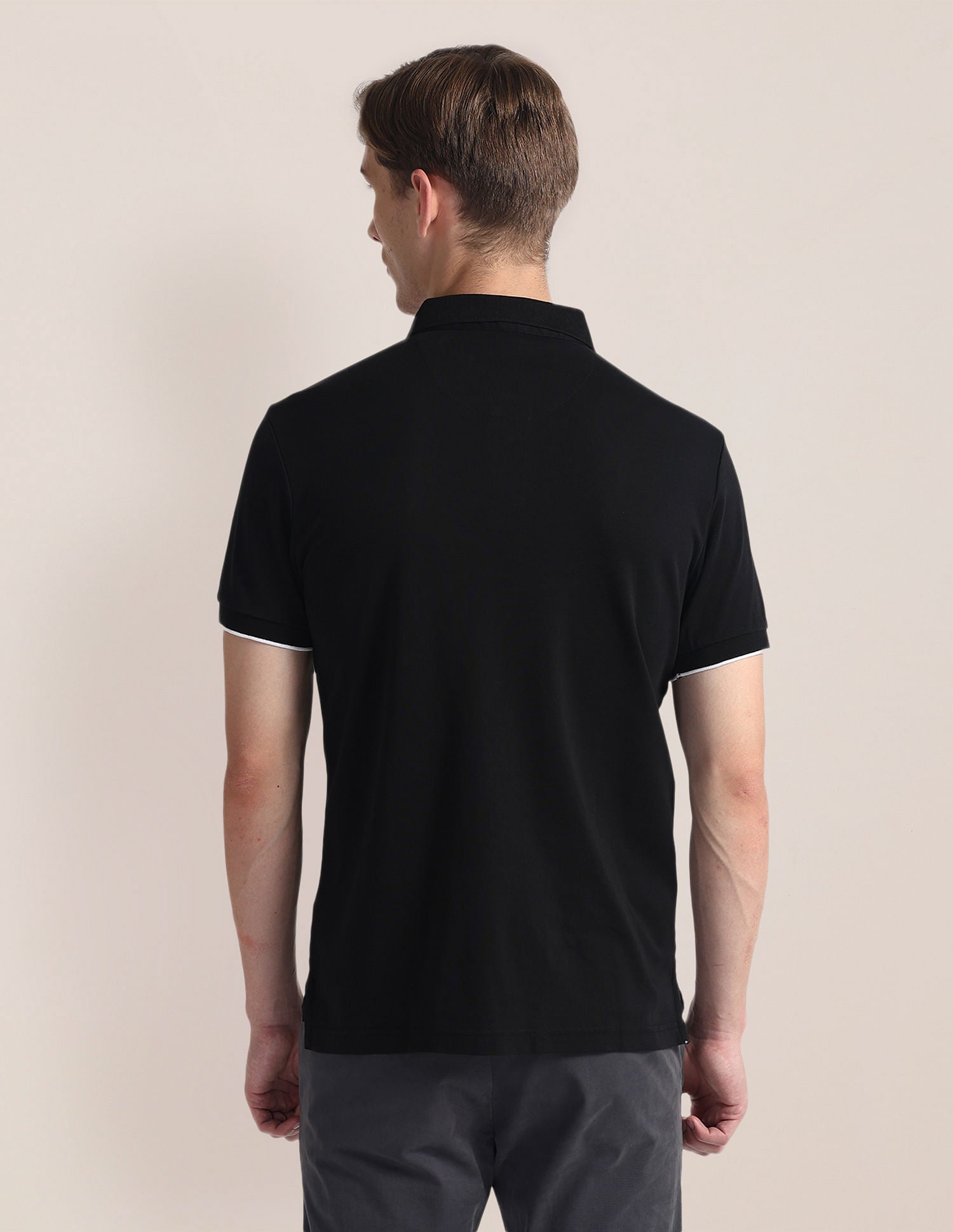 Brand Print Slim Polo Shirt Black - U.S. Polo Assn. India | Large