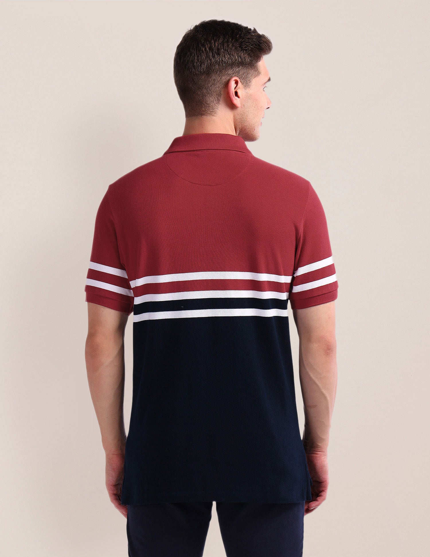 Colour Block Pique Polo Shirt Navy - U.S. Polo Assn. India | Large