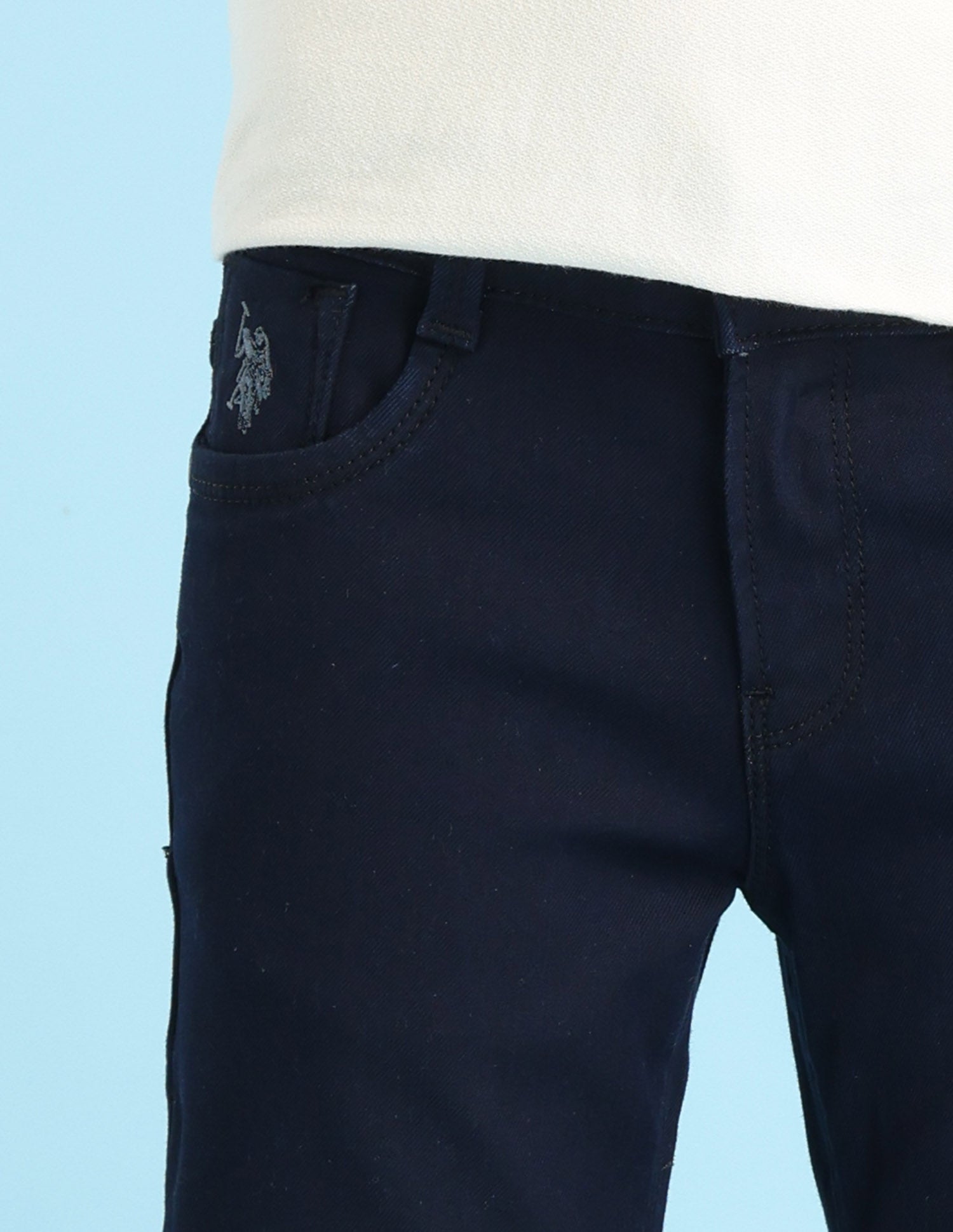 Boys Mid Rise Relaxed Fit Jeans Navy Blue - U.S. POLO ASSN. | Large