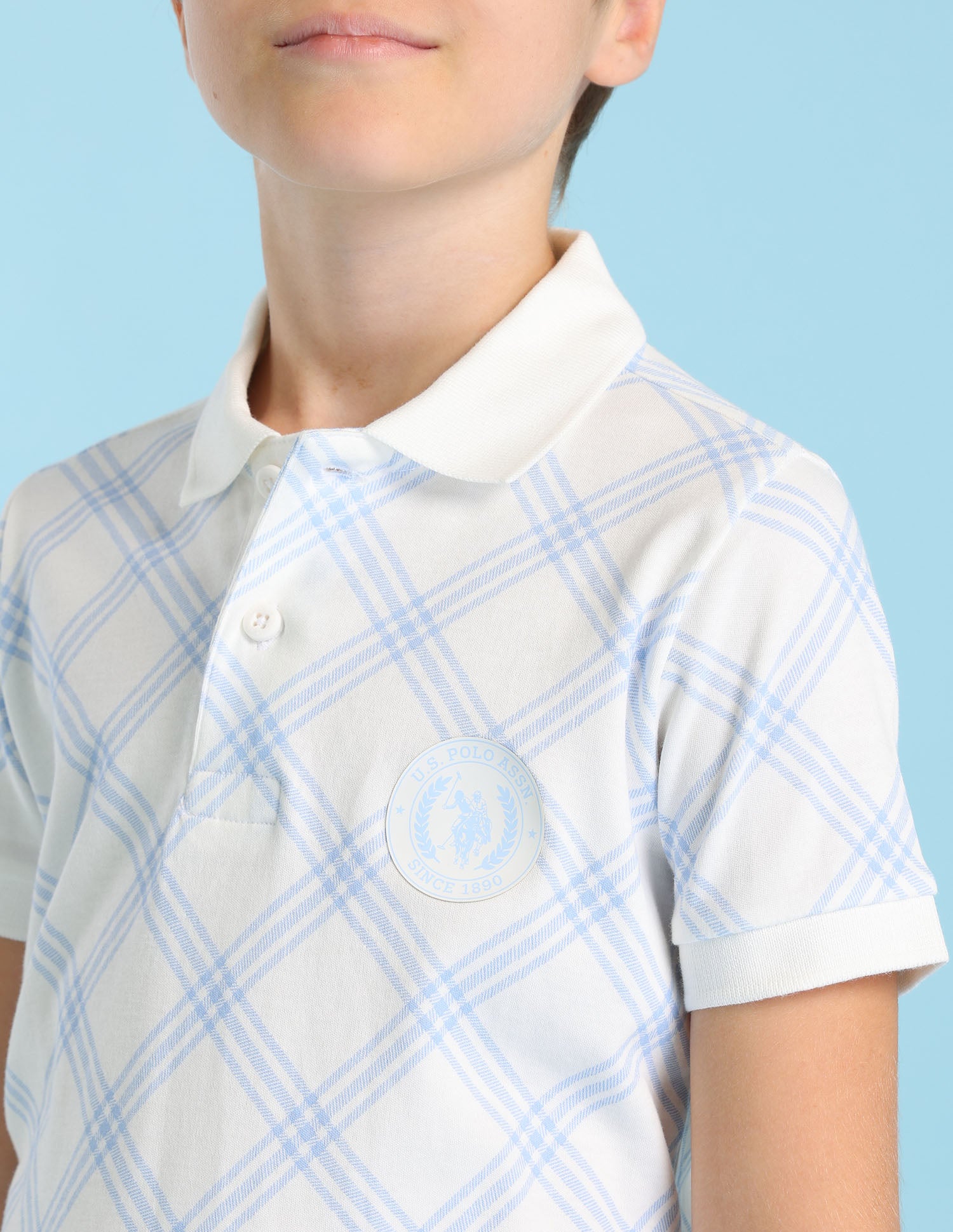 Boys Checked Regular Fit Polo Shirt White - U.S. POLO ASSN. | Large