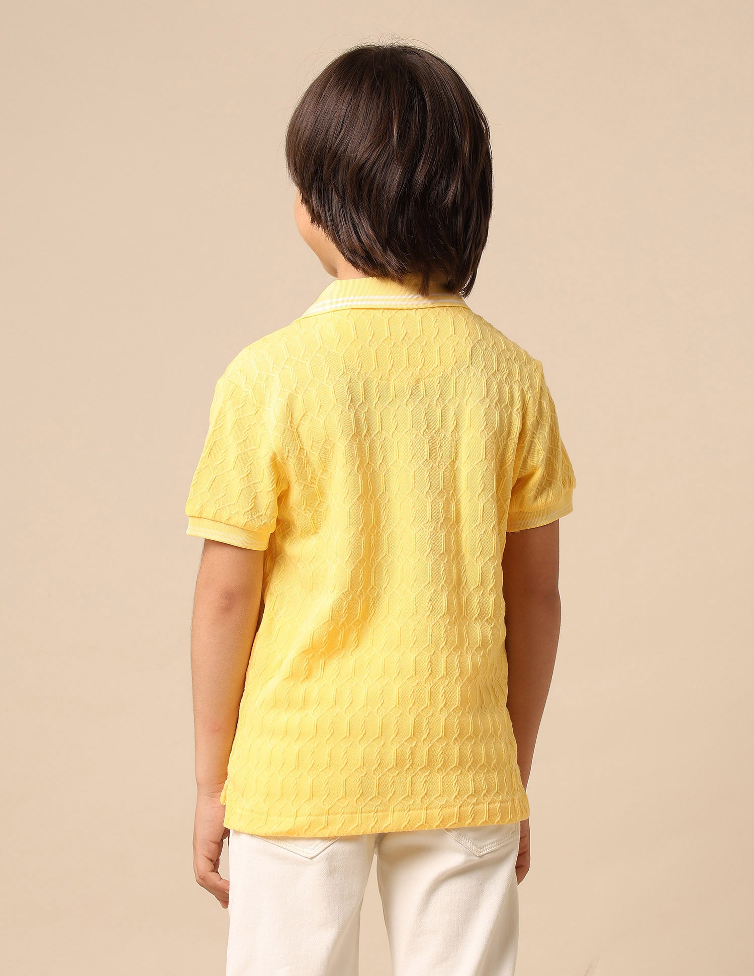 Boys Textured Pure Cotton Polo Shirt Yellow - U.S. POLO ASSN. | Large