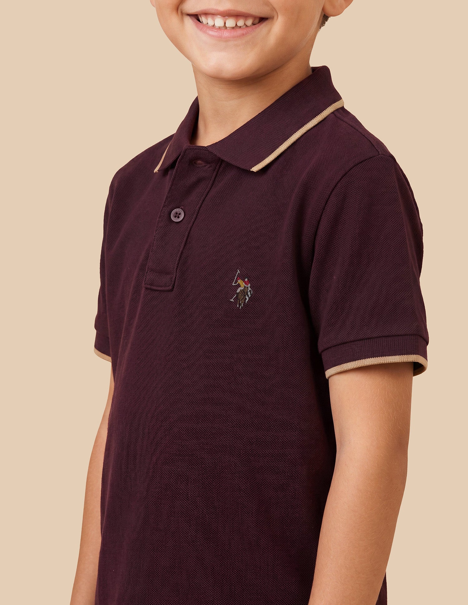 Graphic Brand Embroidered Regular Fit Polo Shirt Wine - U.S. Polo Assn. India | Large